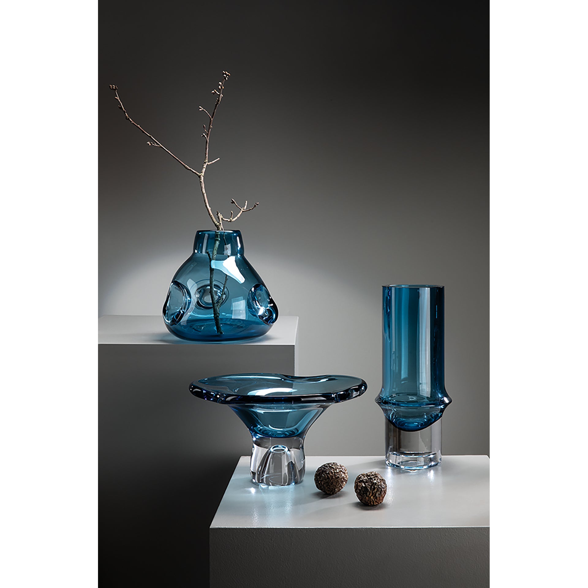 JARVEN Glasvase blau