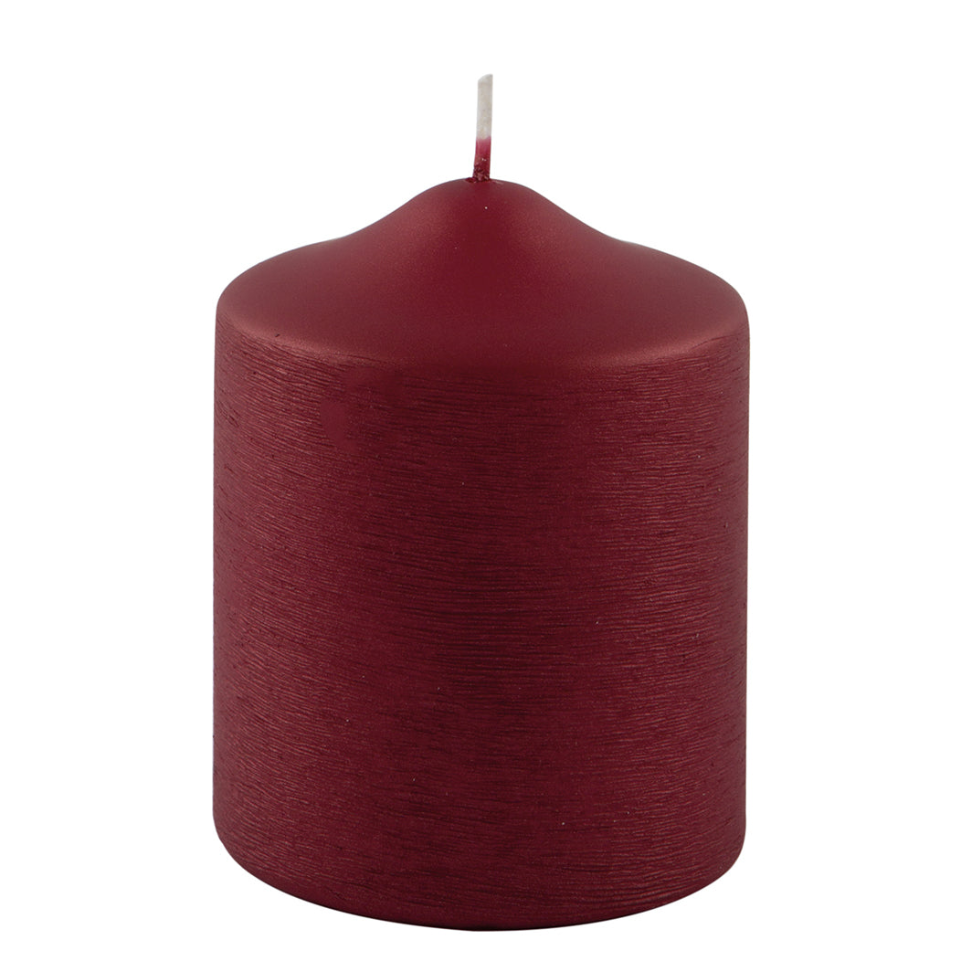 CANDLE gebürstet metallic Stumpenkerze rot