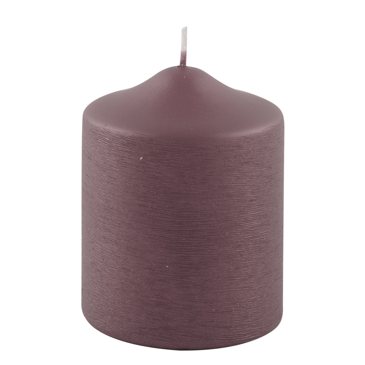 CANDLE gebürstet metallic Stumpenkerze bordeaux