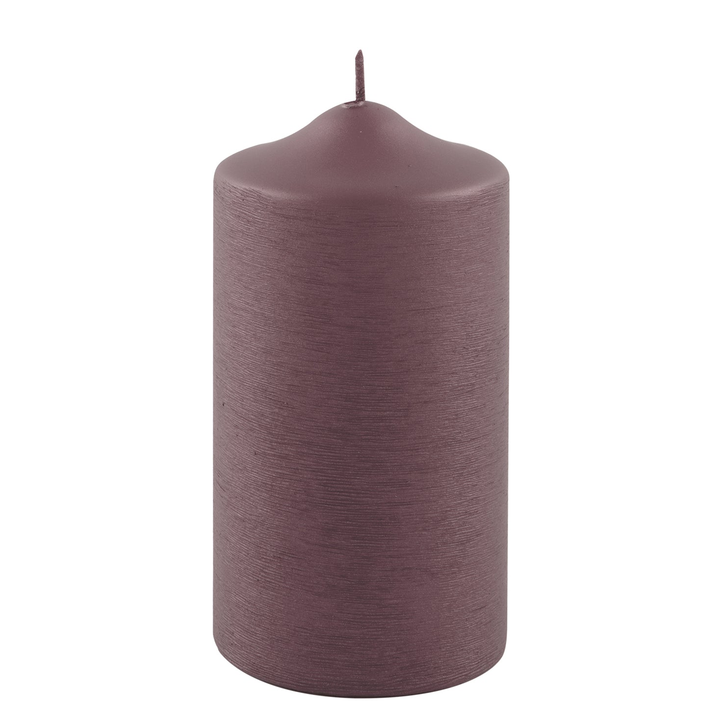 CANDLE gebürstet metallic Stumpenkerze bordeaux