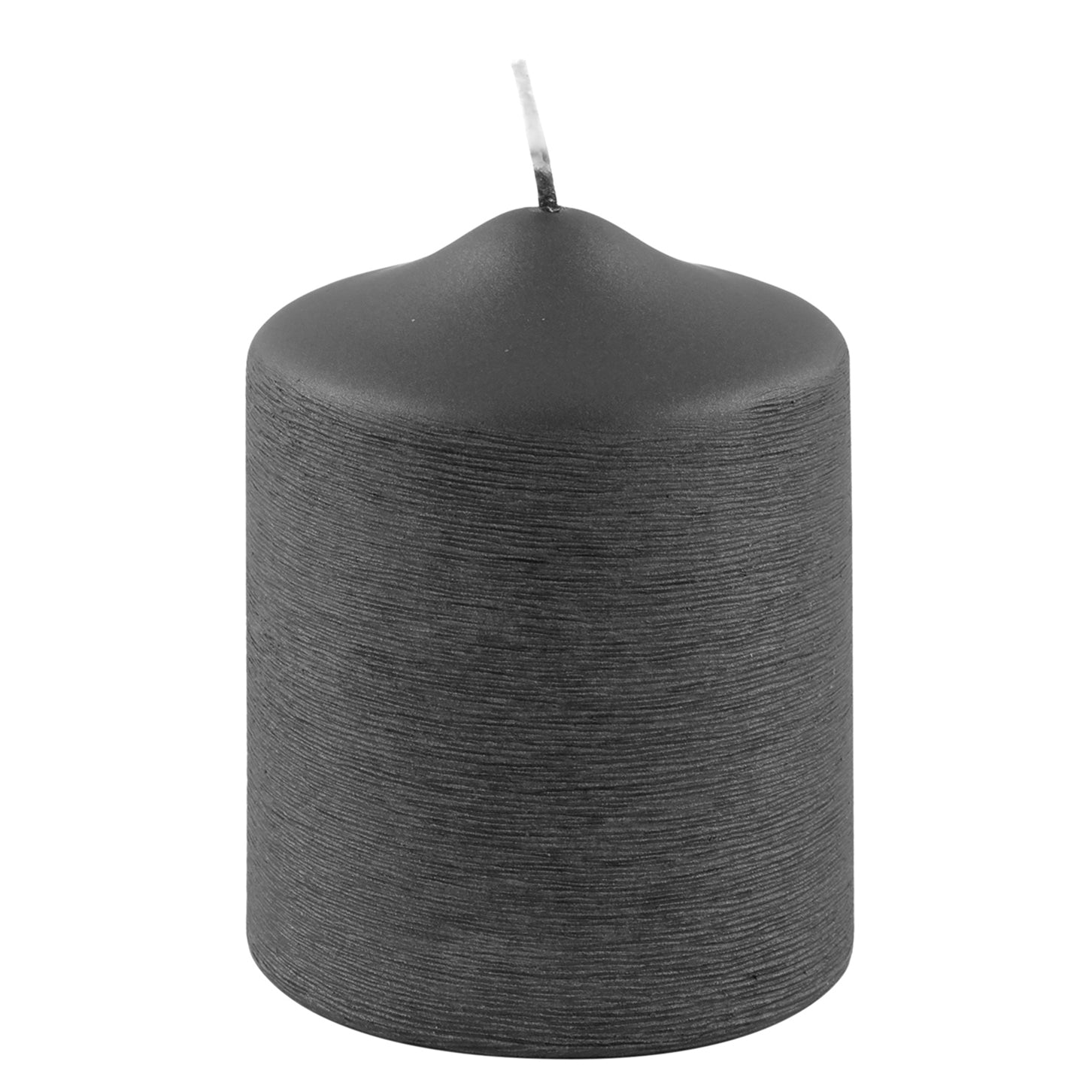 CANDLE gebürstet metallic Stumpenkerze grau