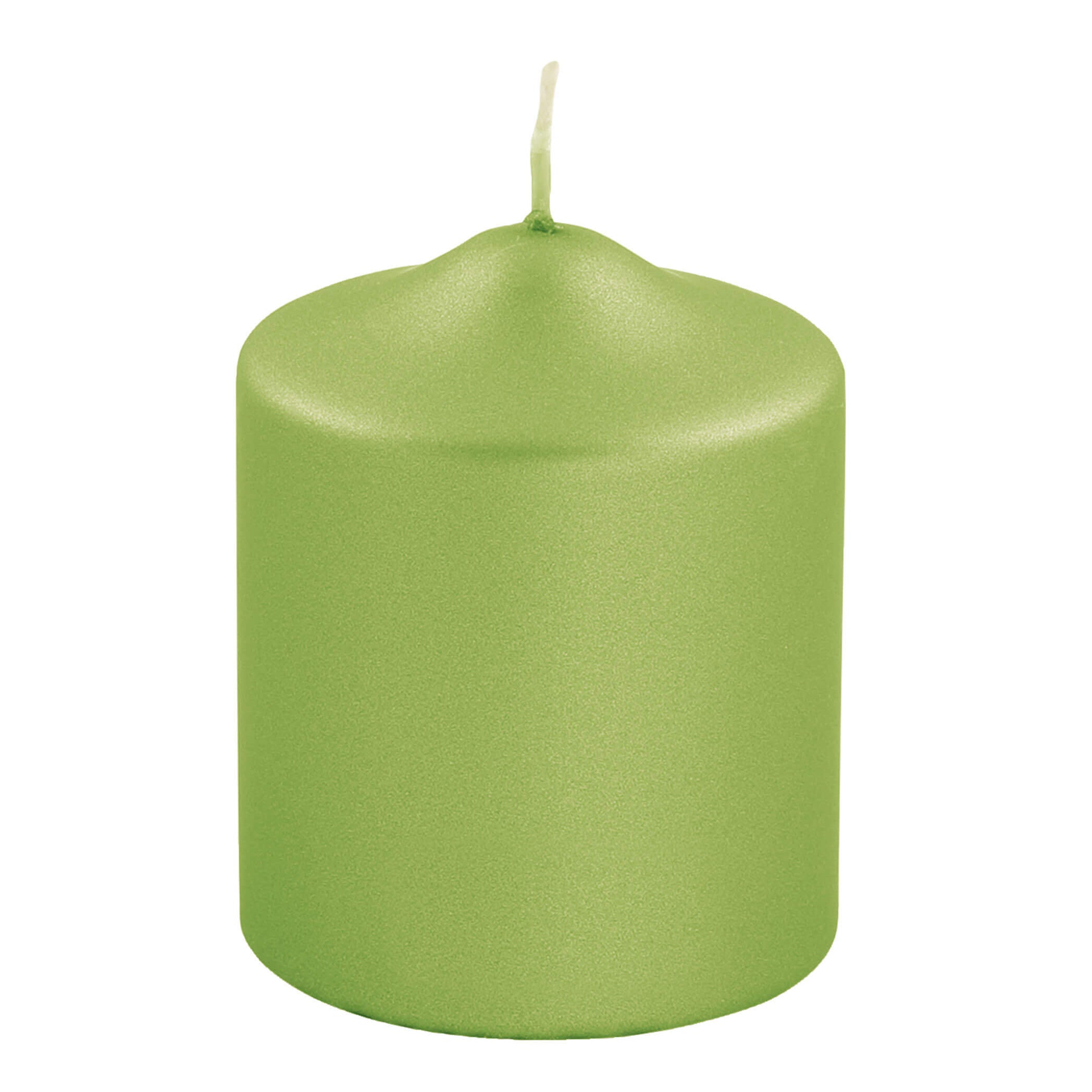 CANDLE metallic Stumpenkerze hellgrün