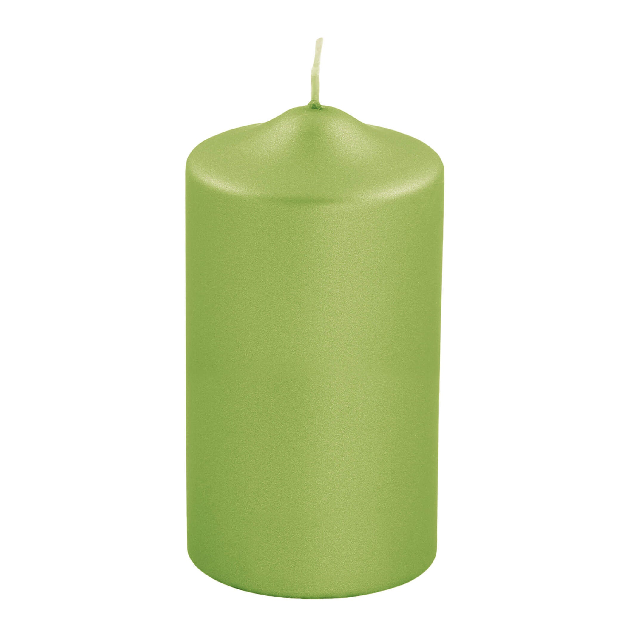 CANDLE metallic Stumpenkerze hellgrün