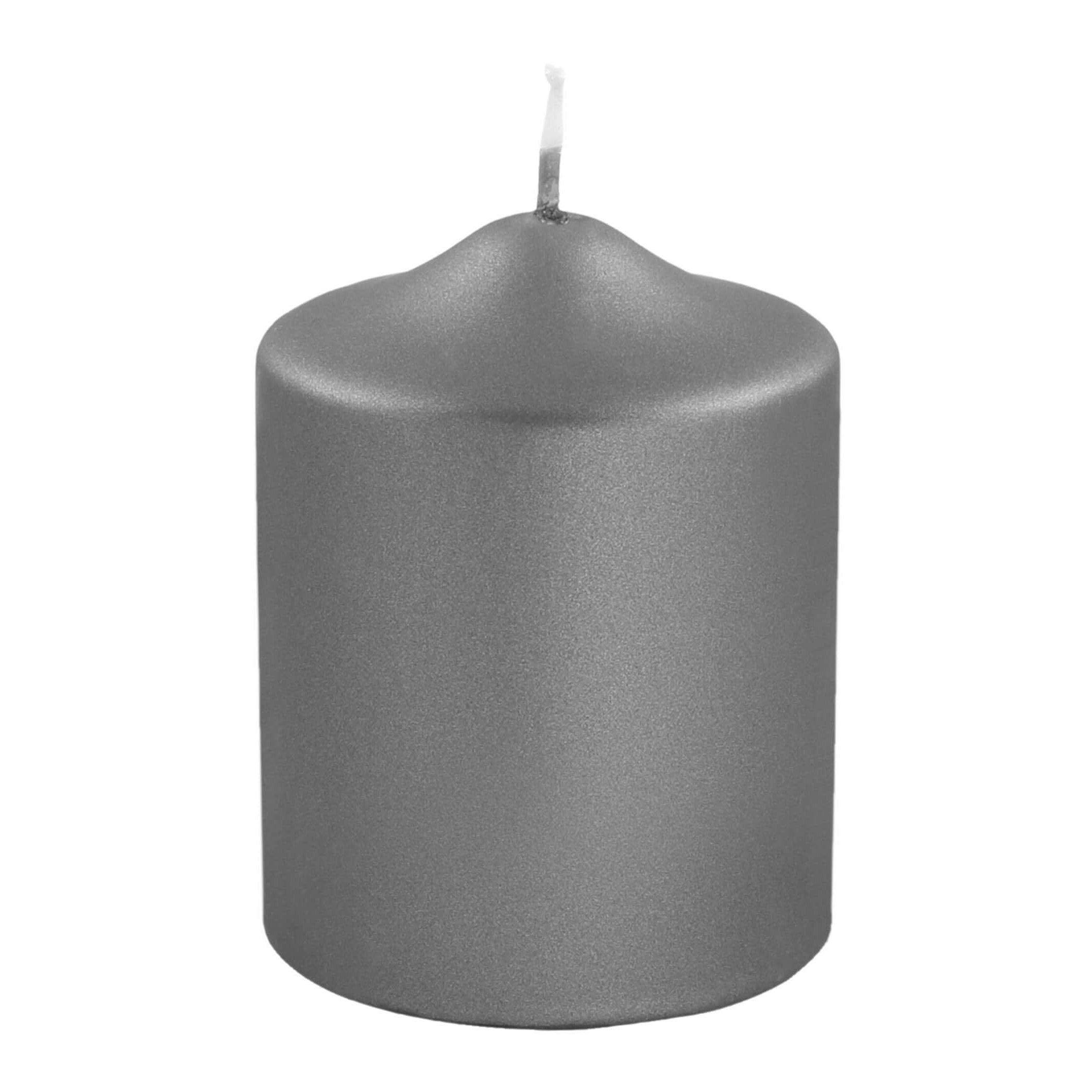 CANDLE metallic Stumpenkerze grau