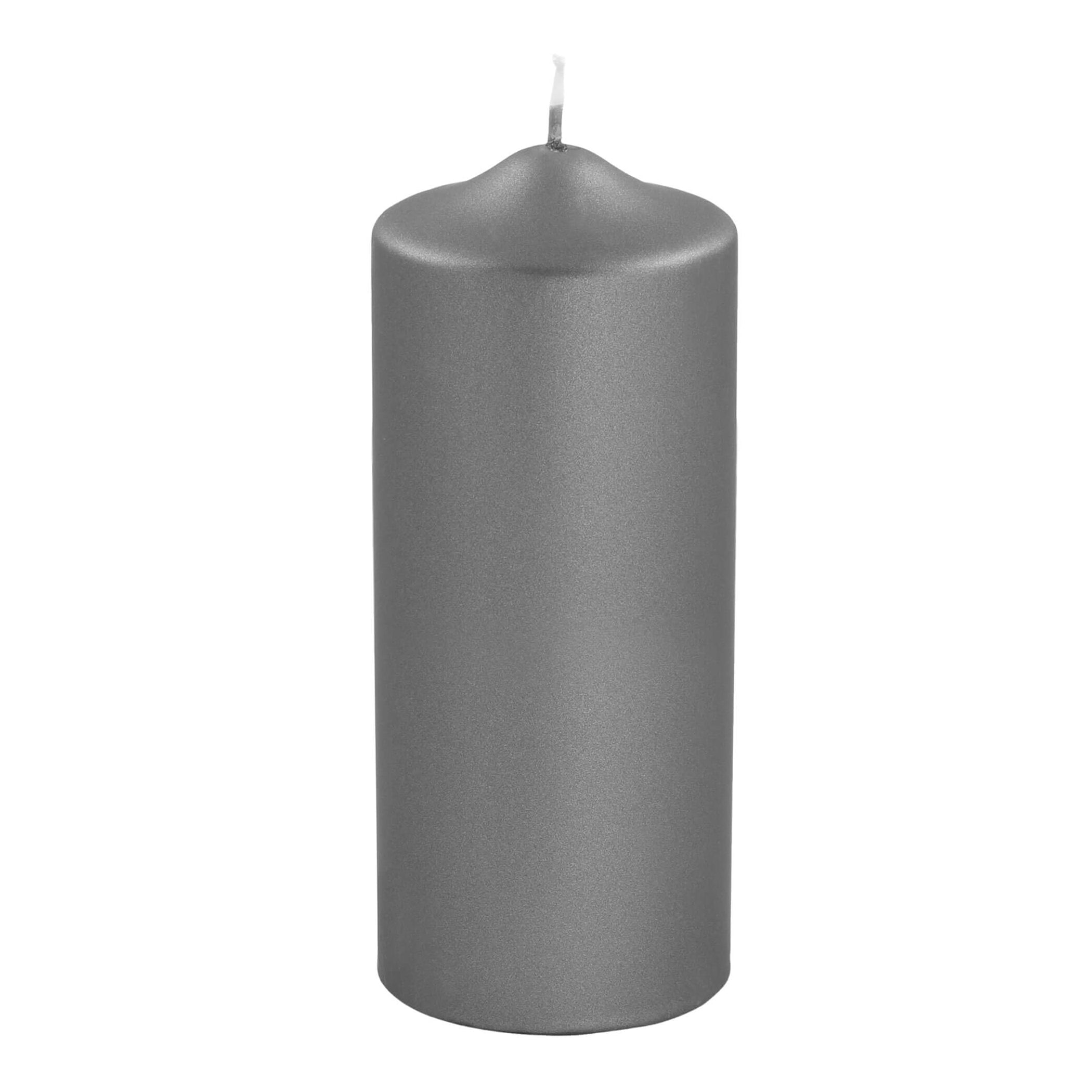 CANDLE metallic Stumpenkerze grau