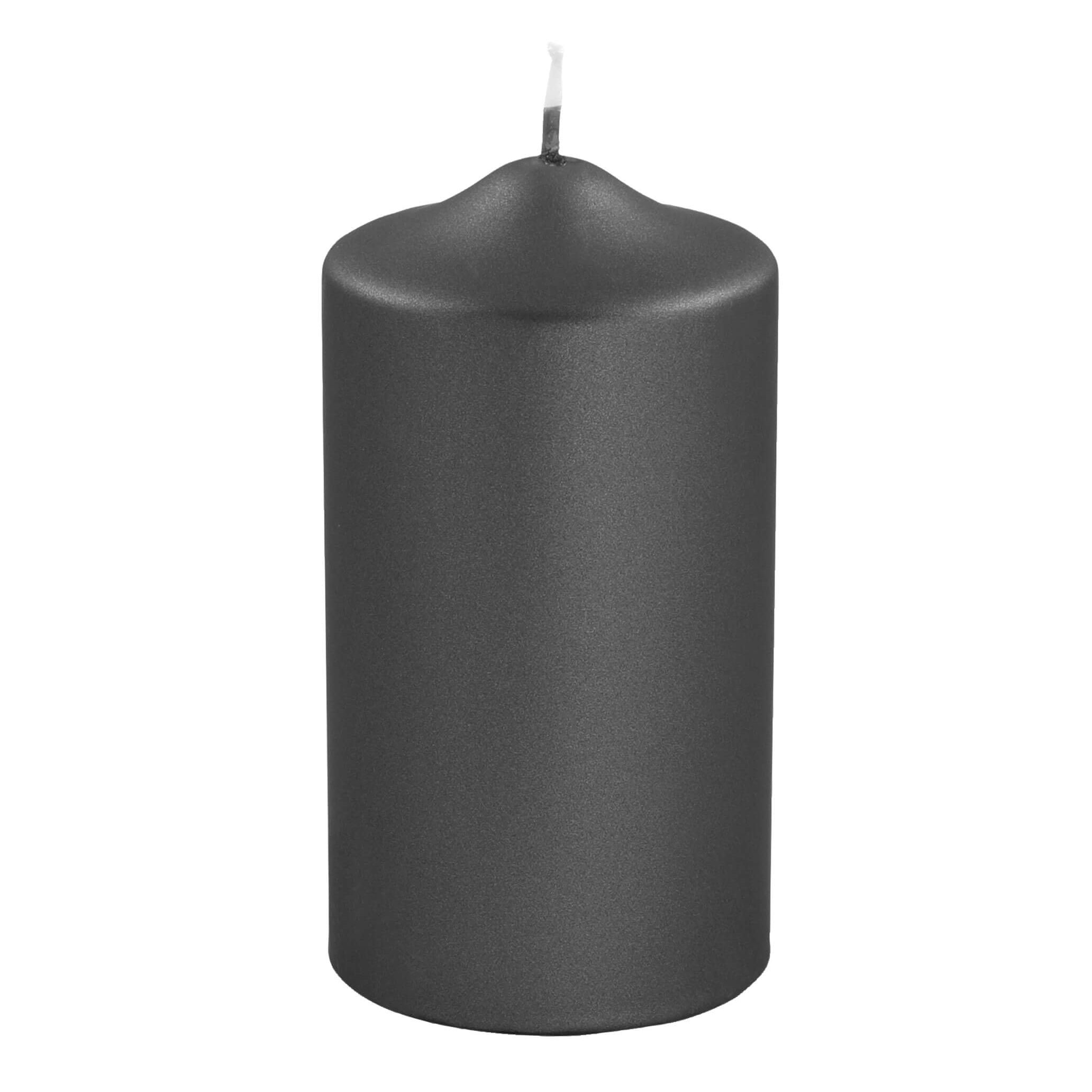 CANDLE metallic Stumpenkerze schwarz