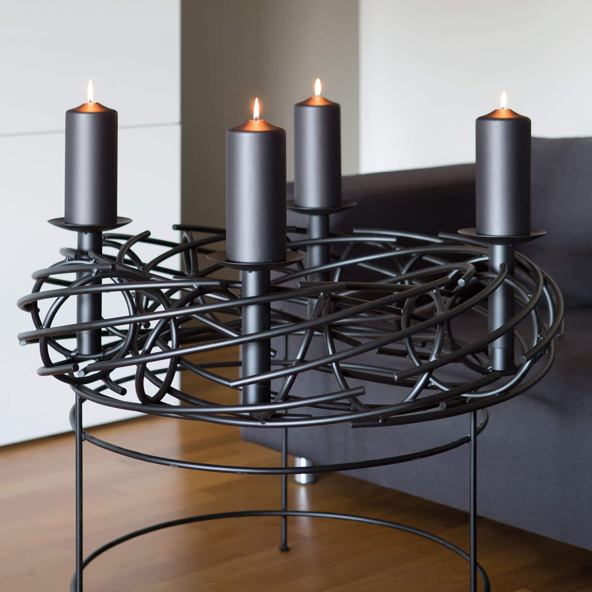 CANDLE metallic Stumpenkerze schwarz