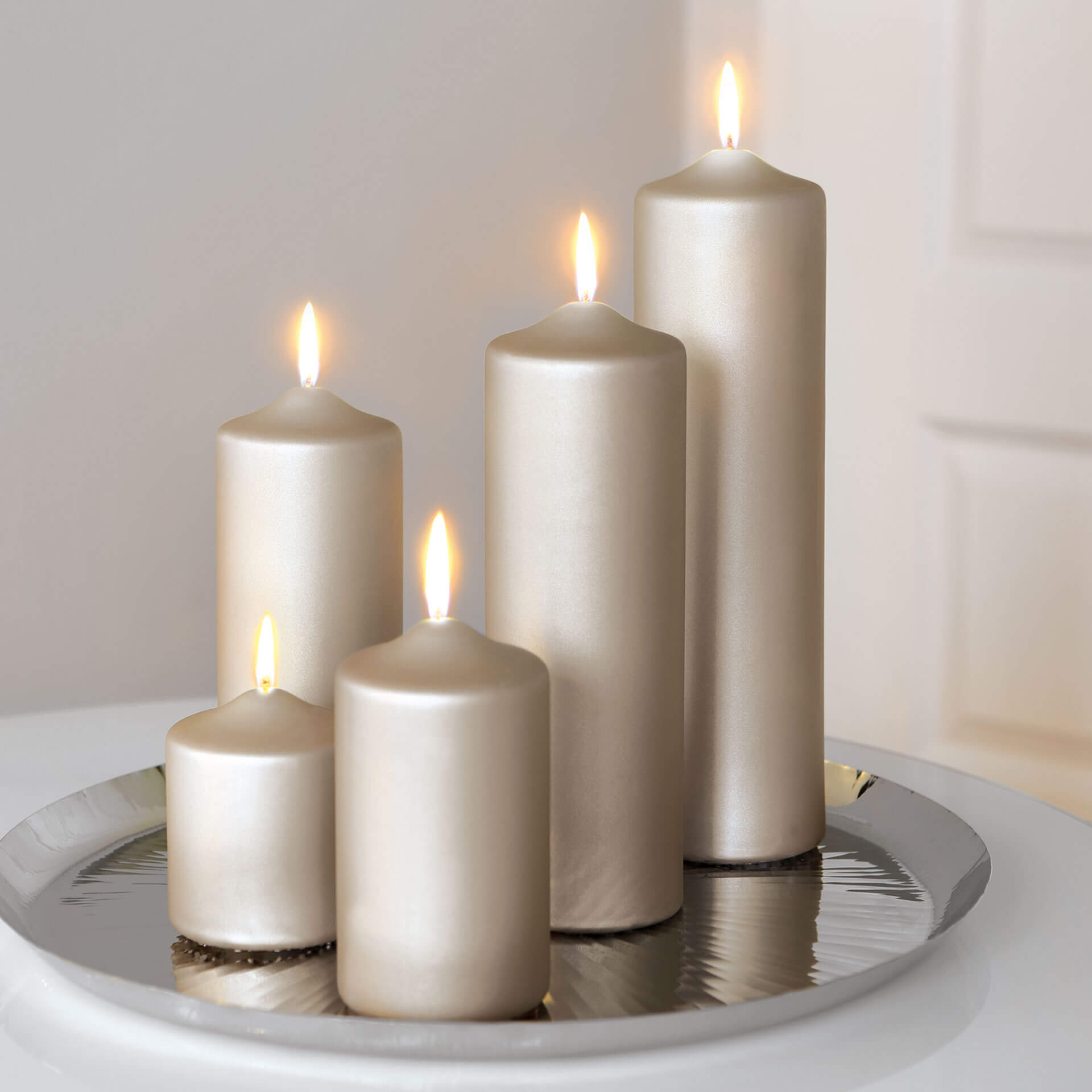 CANDLE metallic Stumpenkerze stein