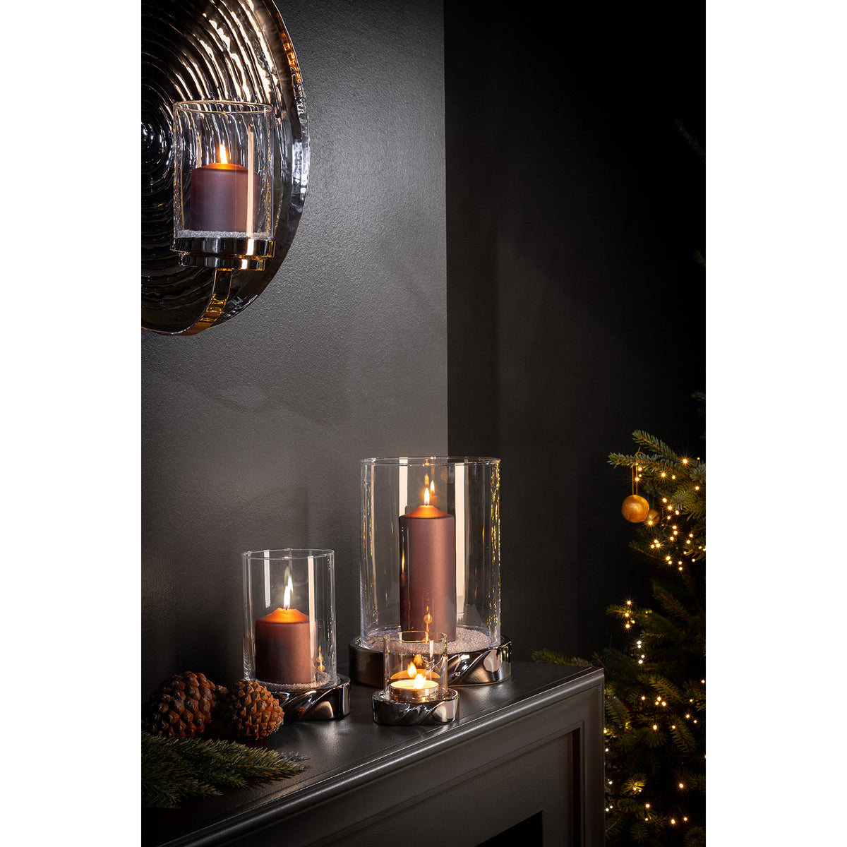 LE DECOR Windlicht mit Glas silberfarben