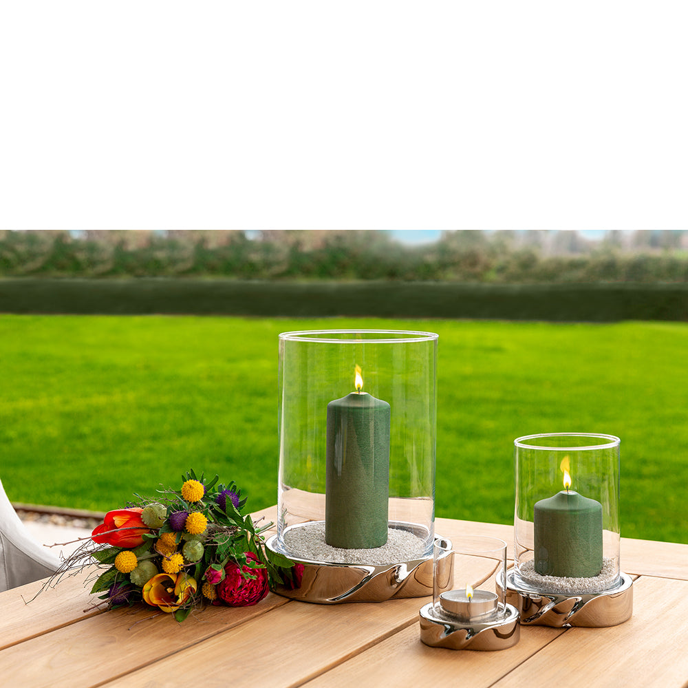 LE DECOR Windlicht mit Glas silberfarben