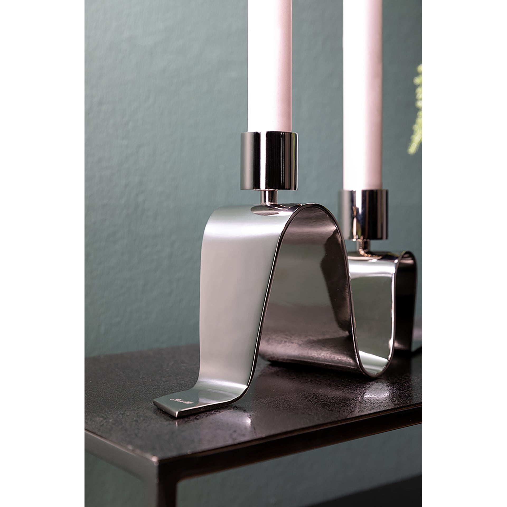 HILARA Leuchter, 2-flammig silberfarben