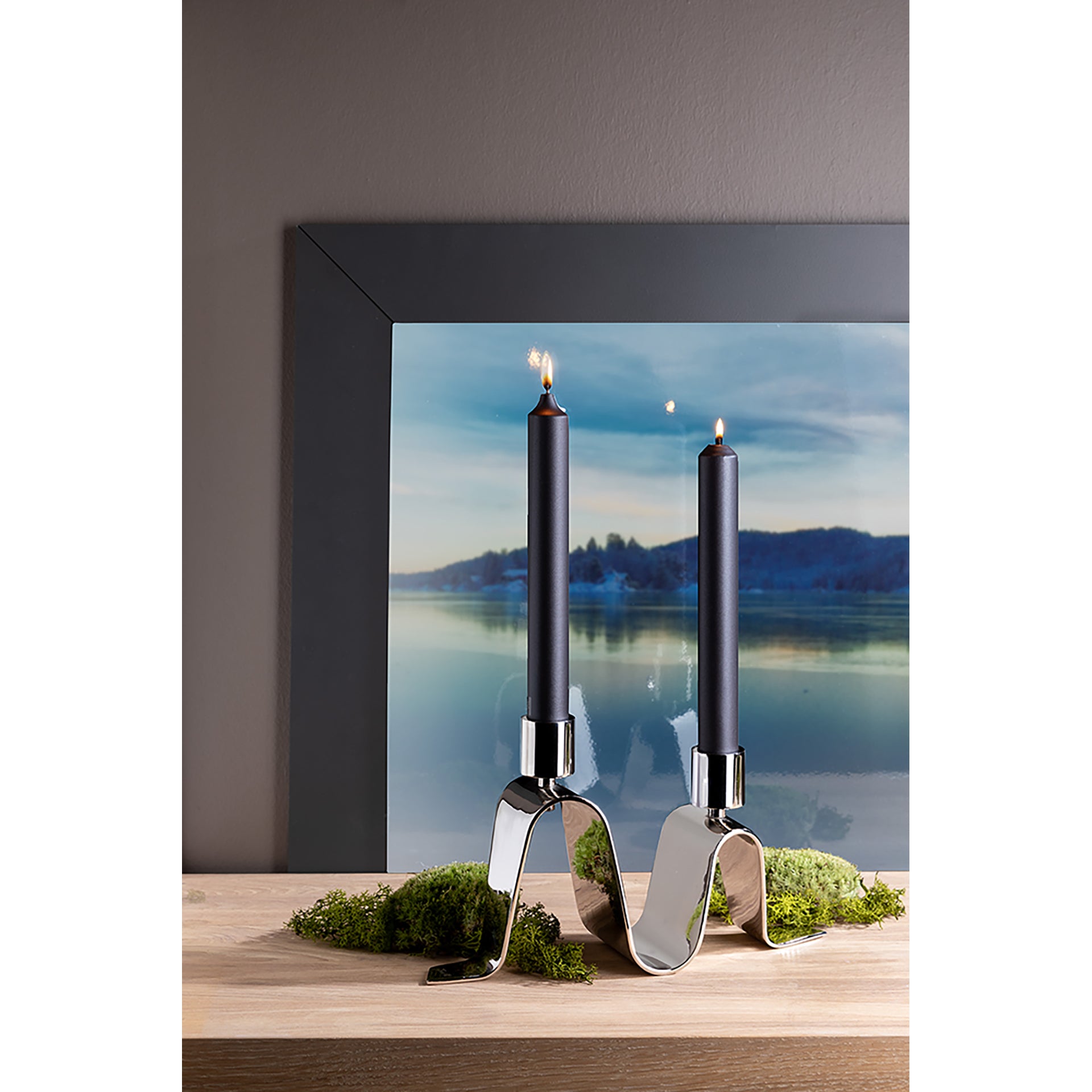 HILARA Leuchter, 2-flammig silberfarben