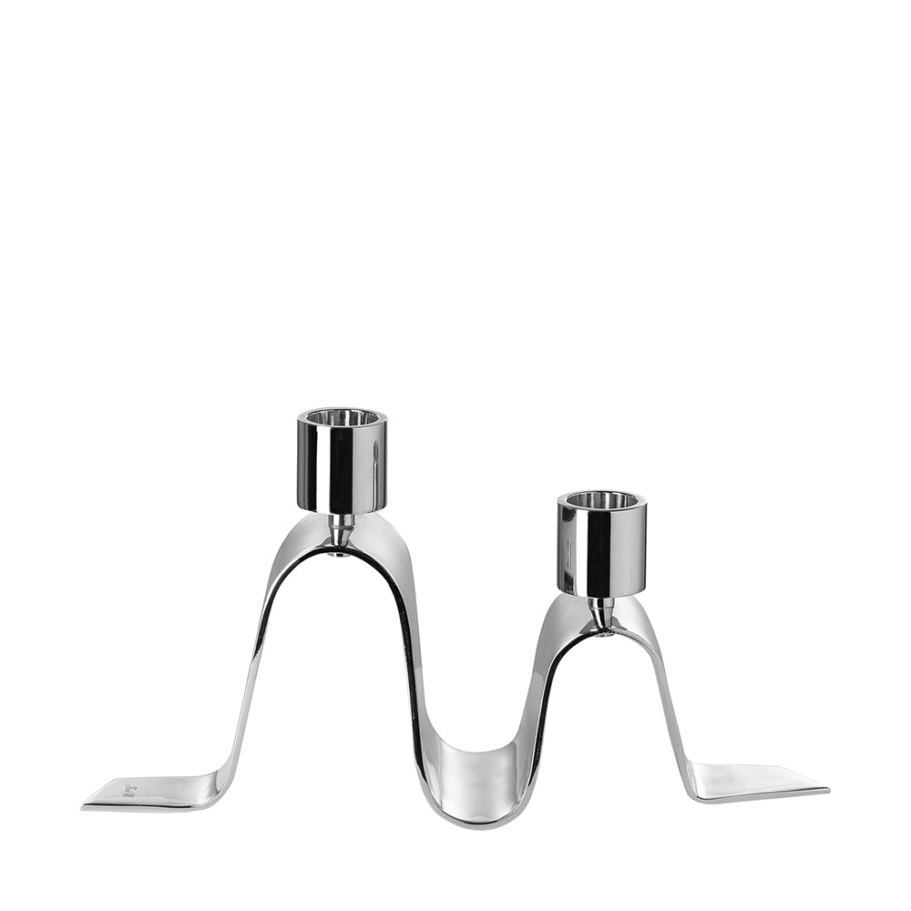 HILARA Leuchter, 2-flammig silberfarben