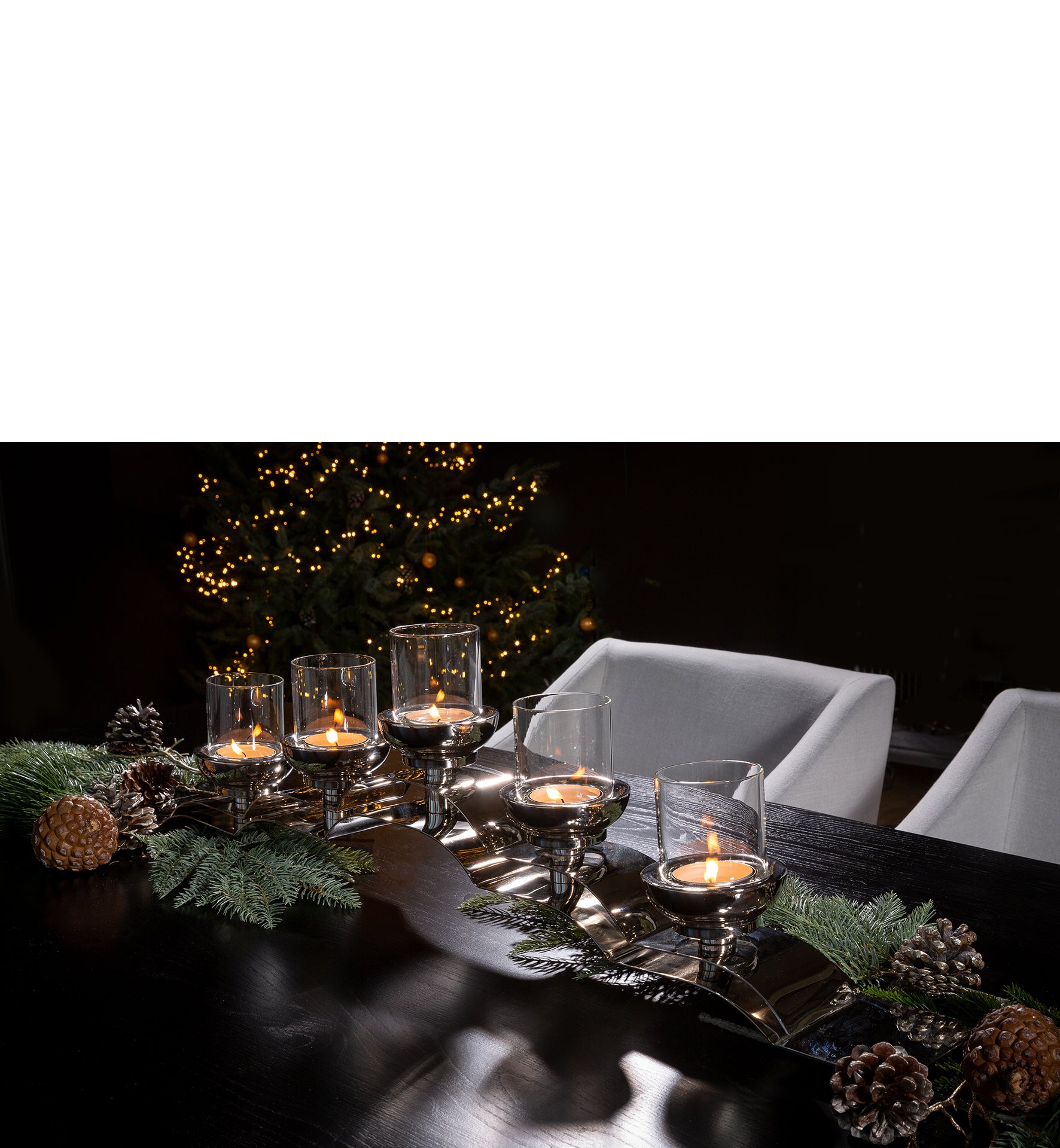 NUVOLA Leuchter, 5-flammig silberfarben