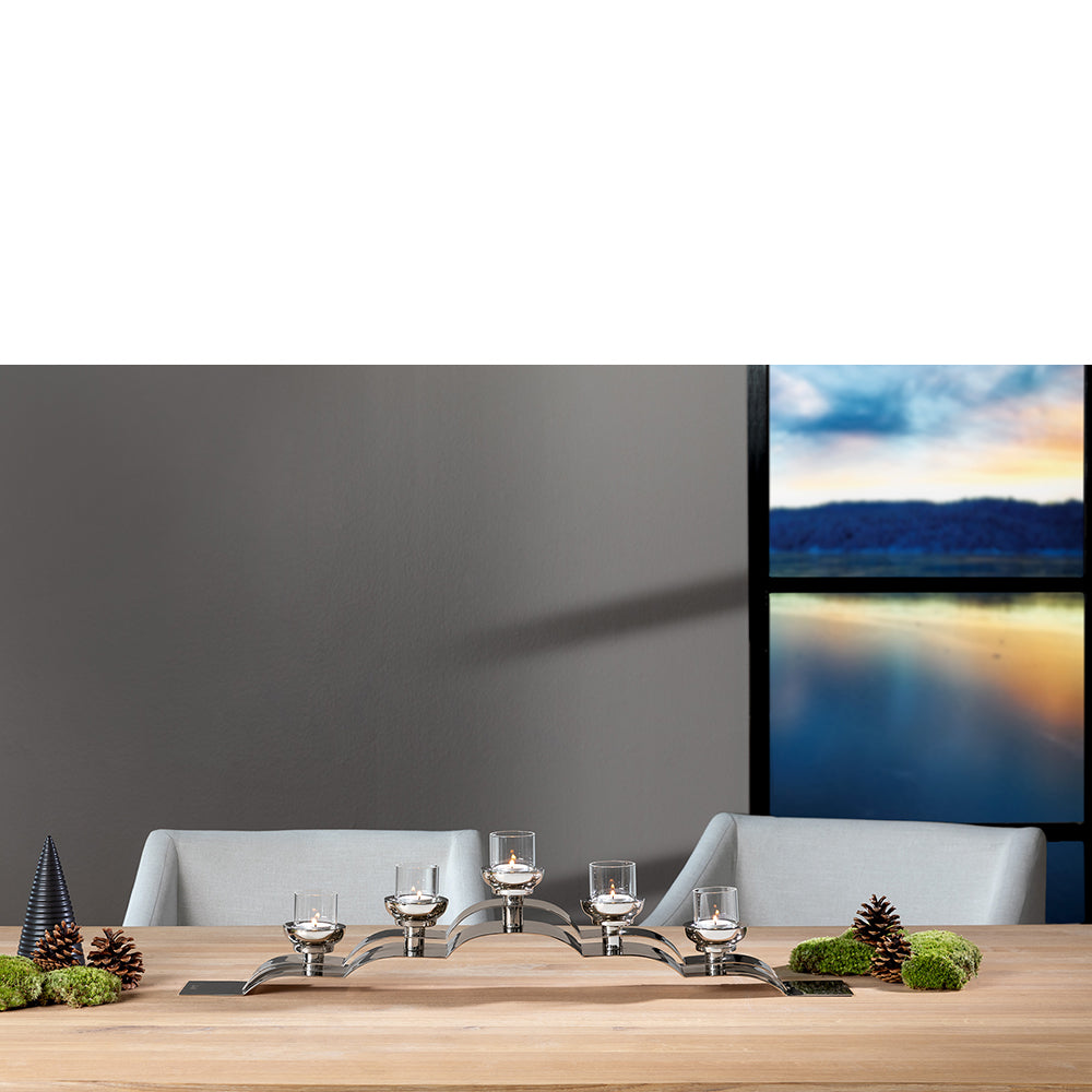 NUVOLA Leuchter, 5-flammig silberfarben