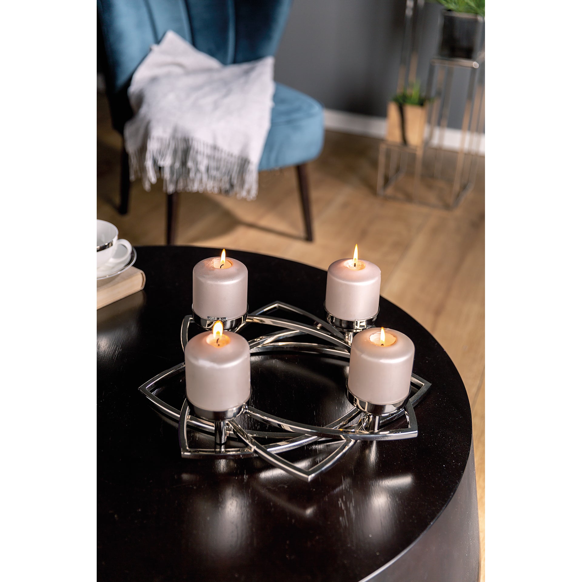 ZAPPORA Leuchter, 4-flammig silberfarben