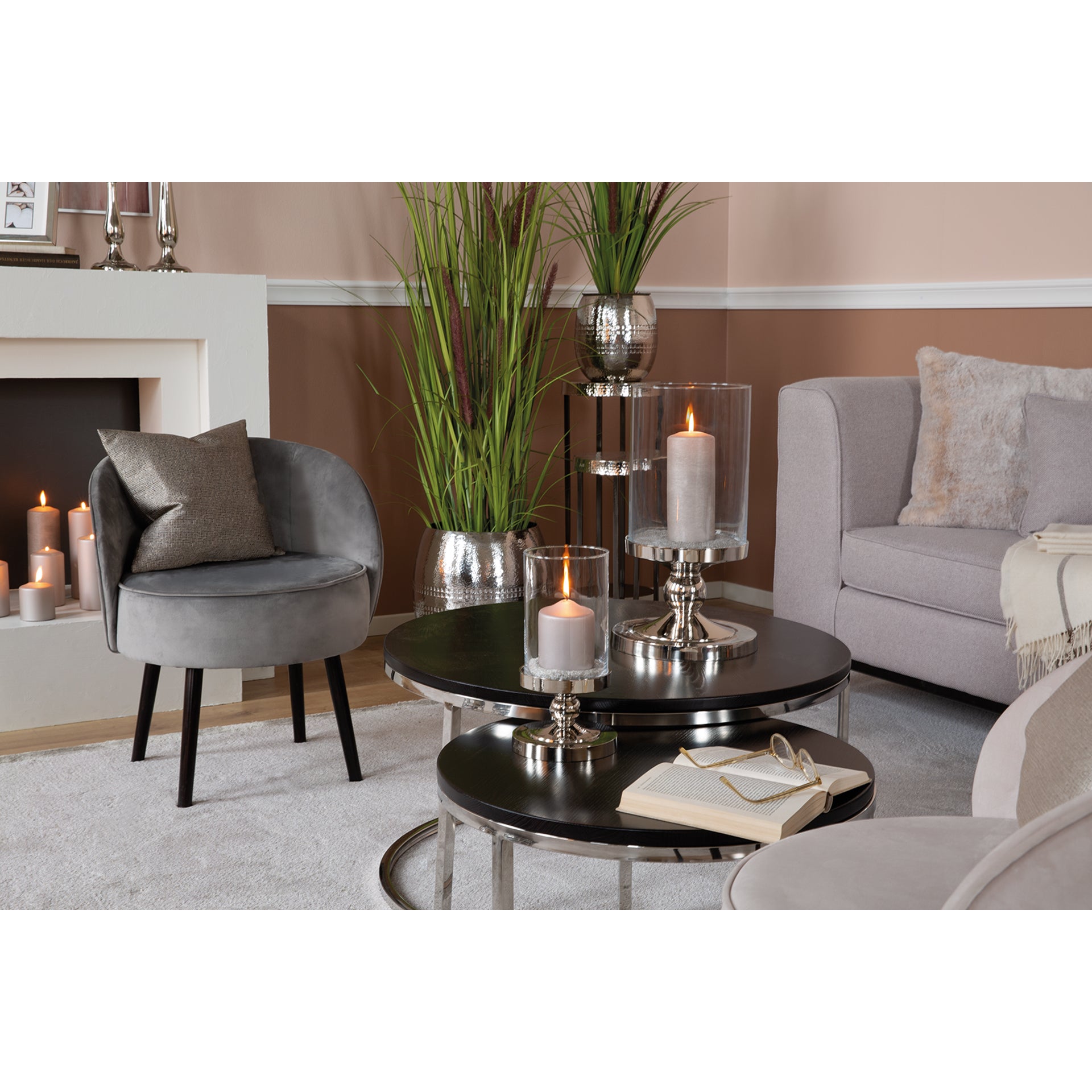 LAMONTE Leuchter silberfarben