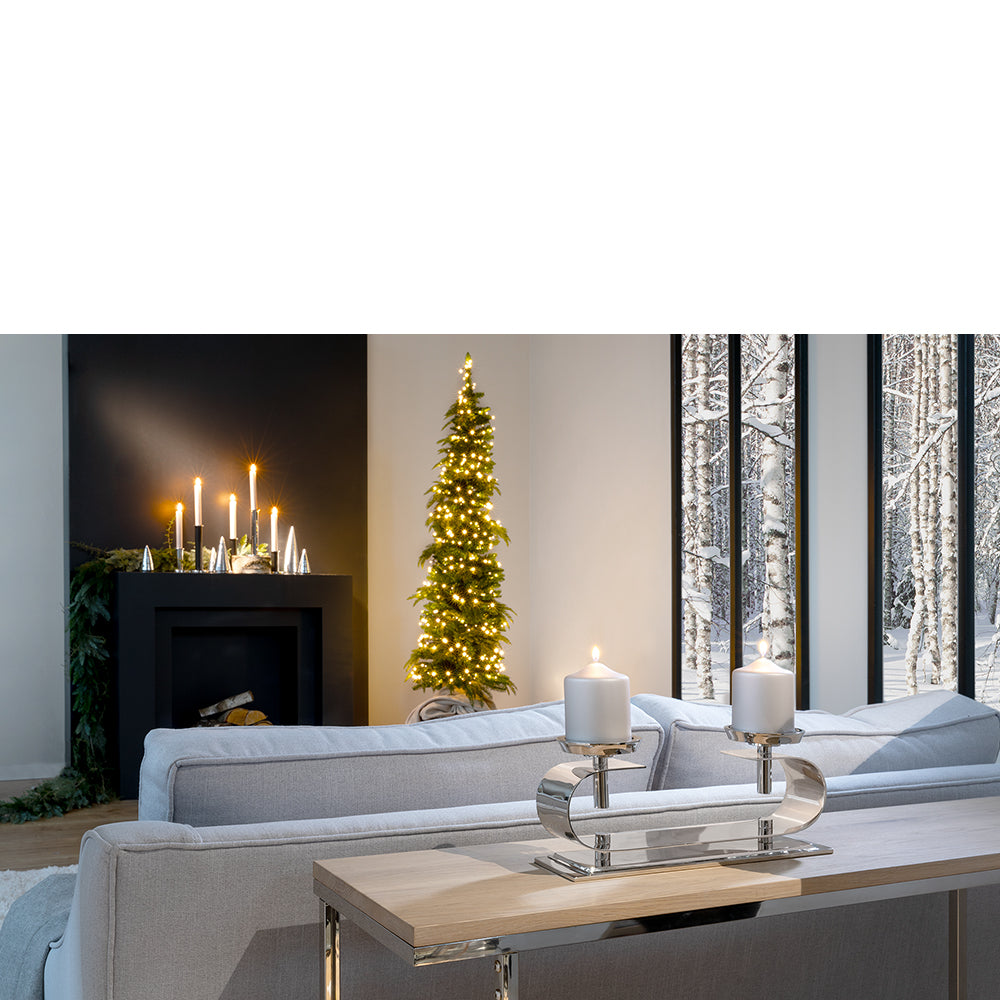 TWINSON Leuchter, 2-flammig silberfarben