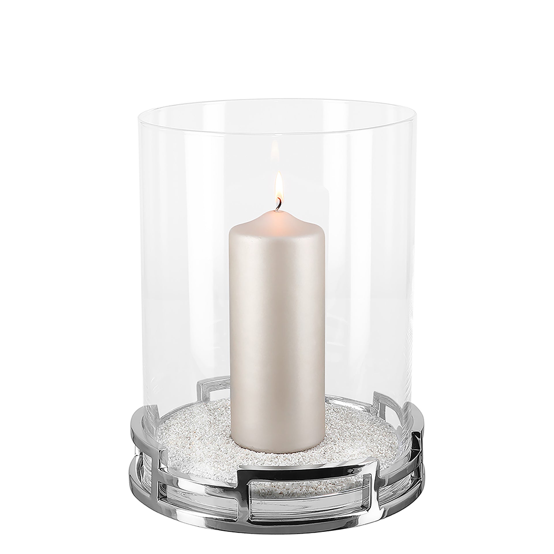 HOMMAGE Windlicht mit Glas silberfarben