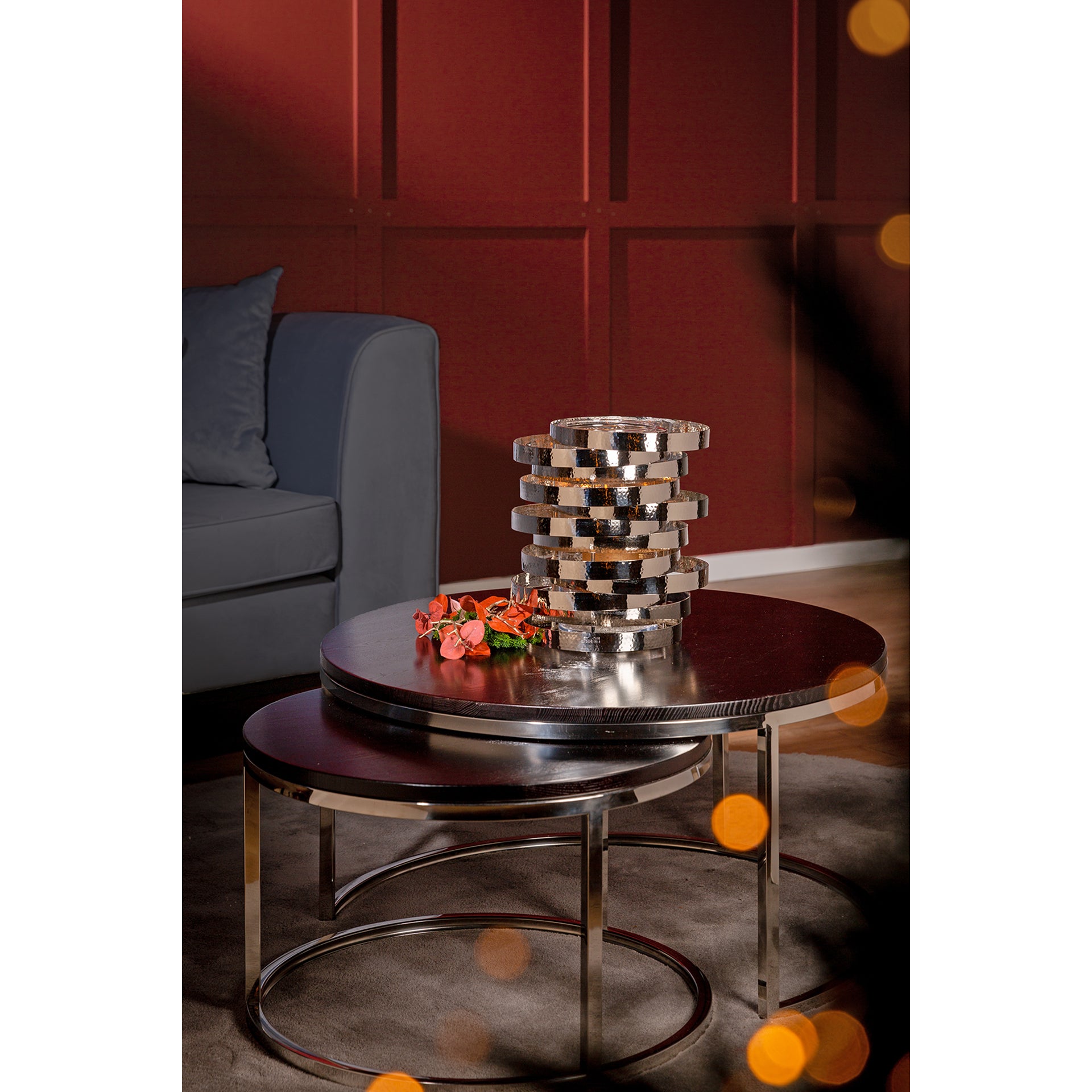 MIRAGE Windlicht mit Glas silberfarben