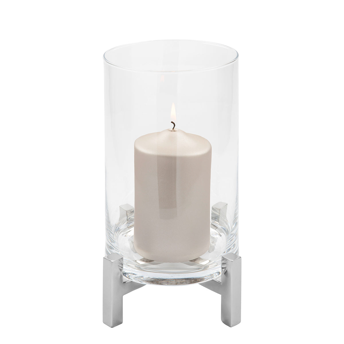 YONO Windlicht mit Glas silberfarben