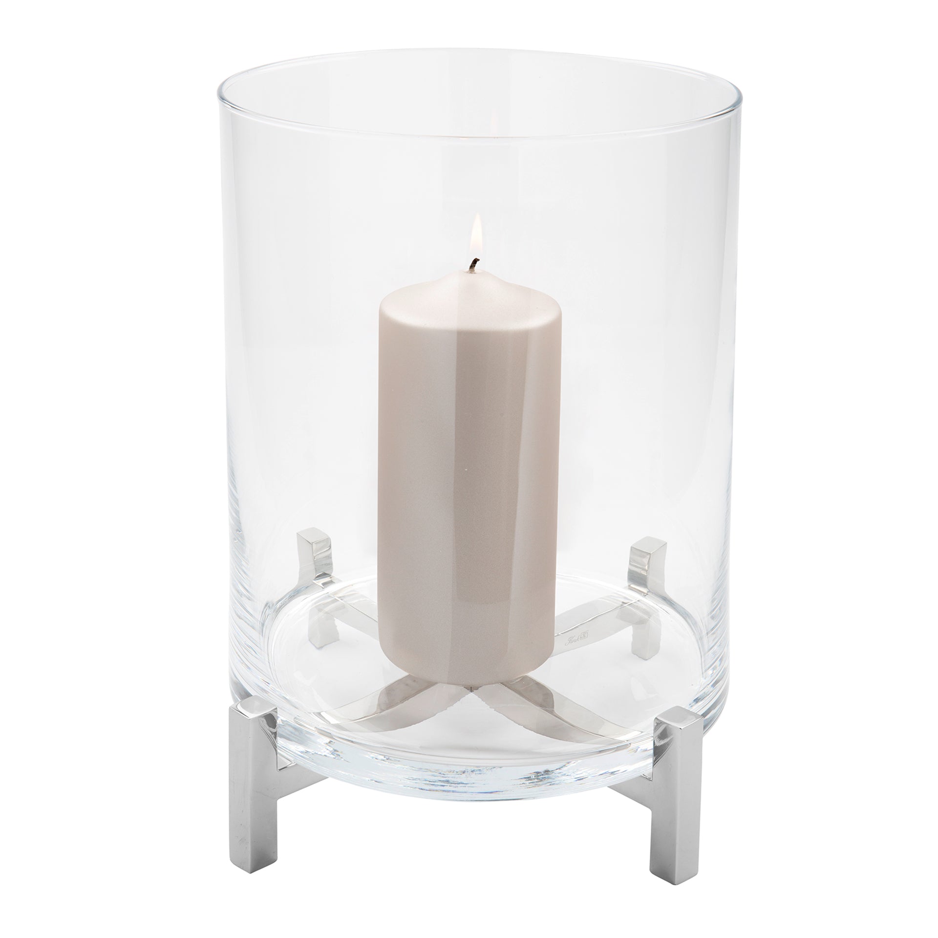 YONO Windlicht mit Glas silberfarben