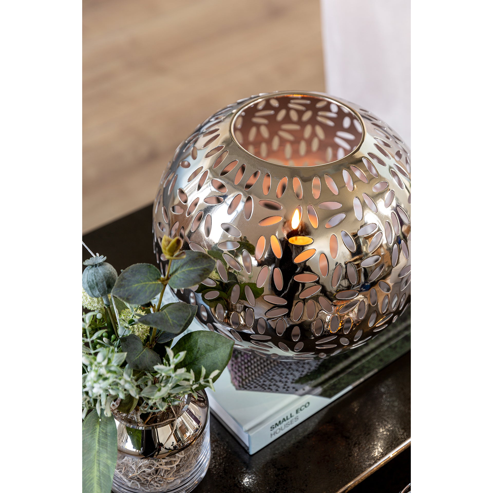 DARIA Windlicht silberfarben