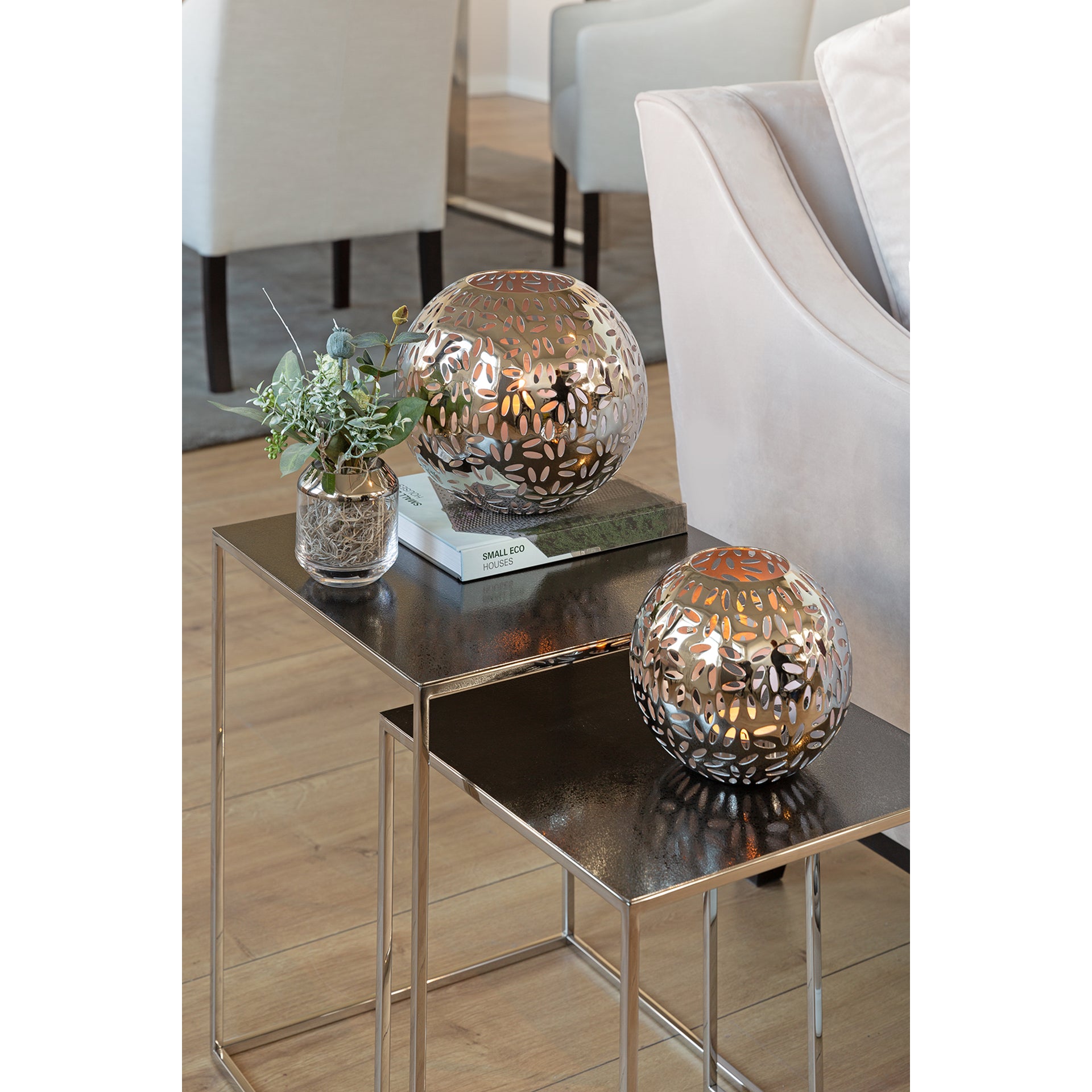 DARIA Windlicht silberfarben