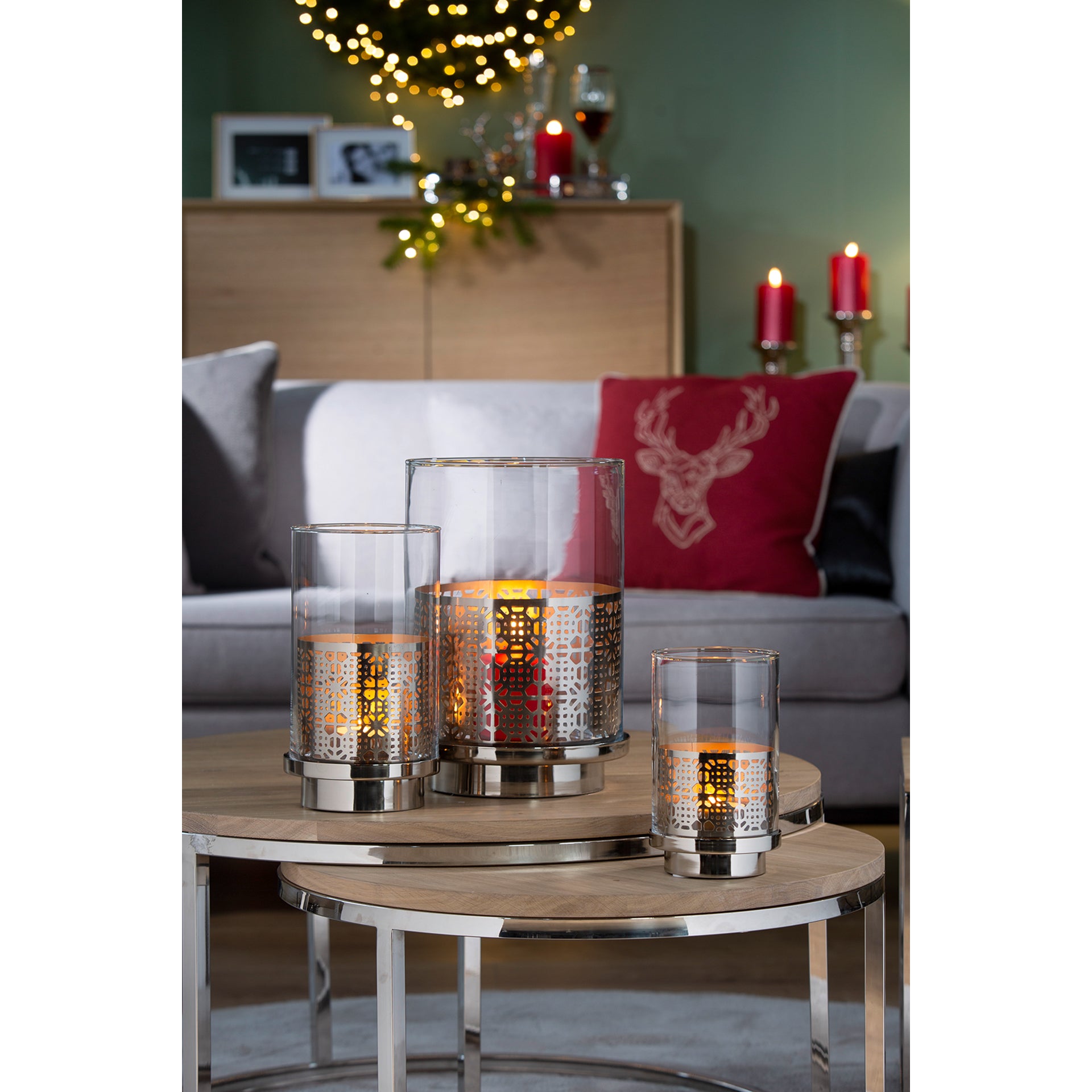 BIALA Windlicht mit Glas silberfarben