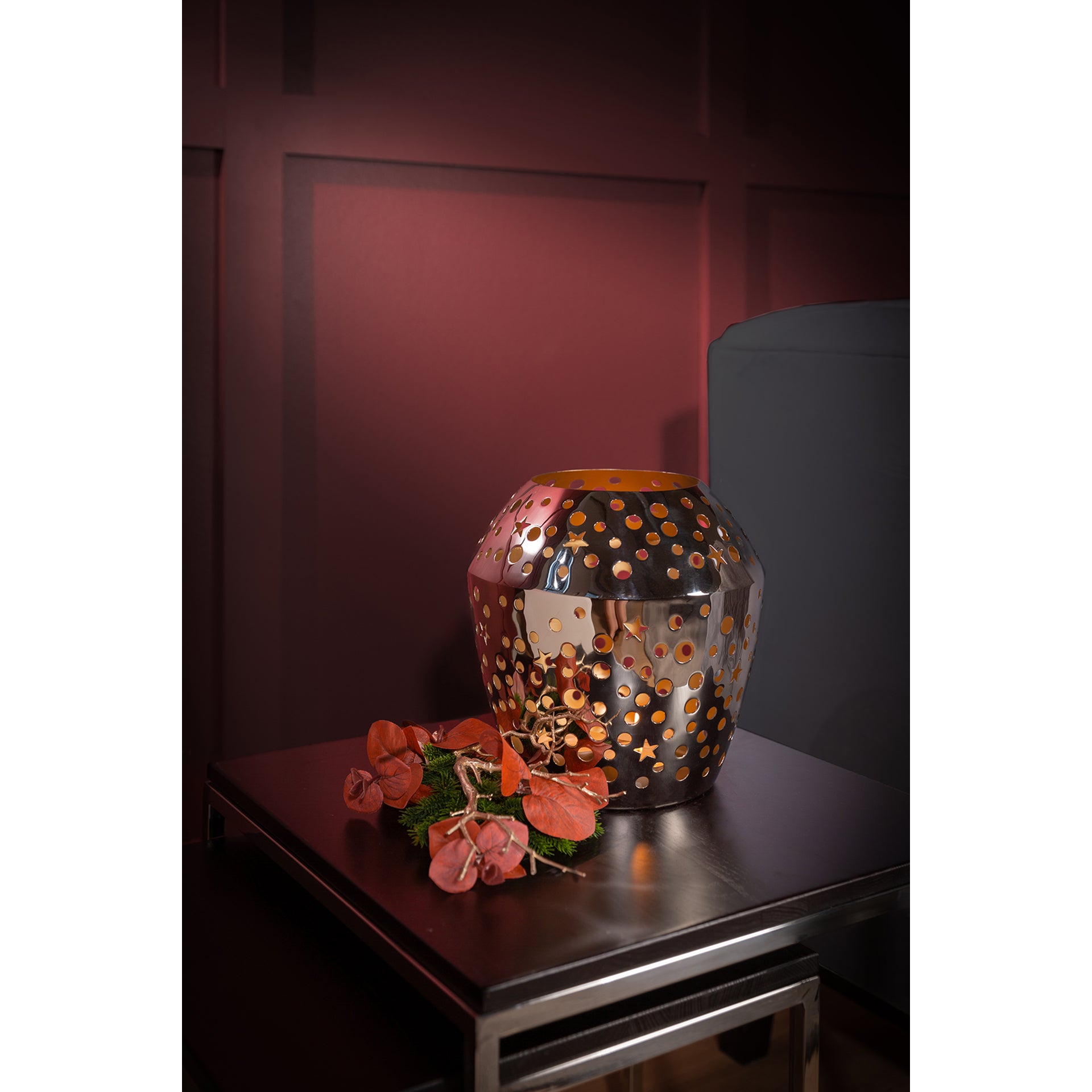 SHEILA Windlicht ohne Glas silberfarben