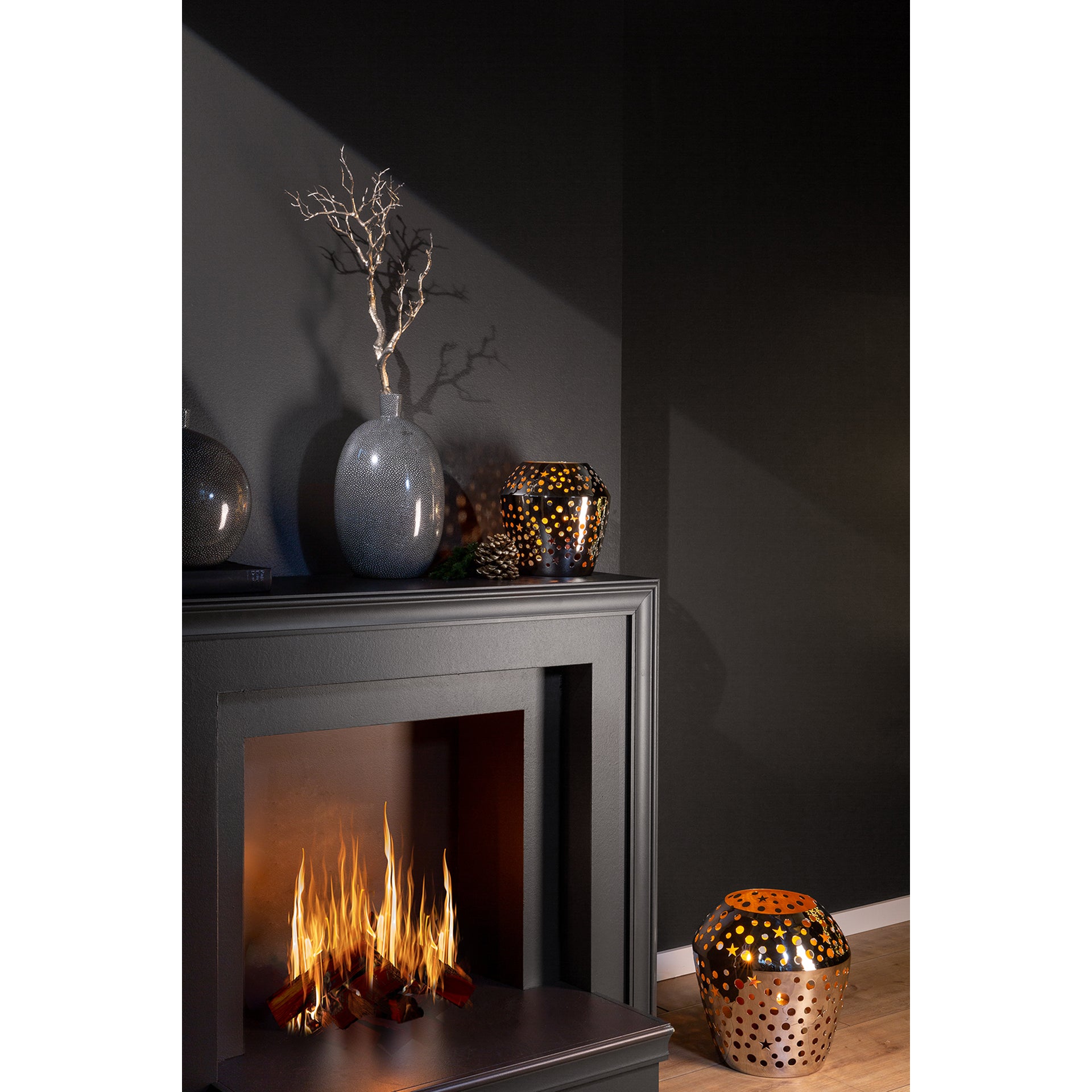 SHEILA Windlicht ohne Glas silberfarben