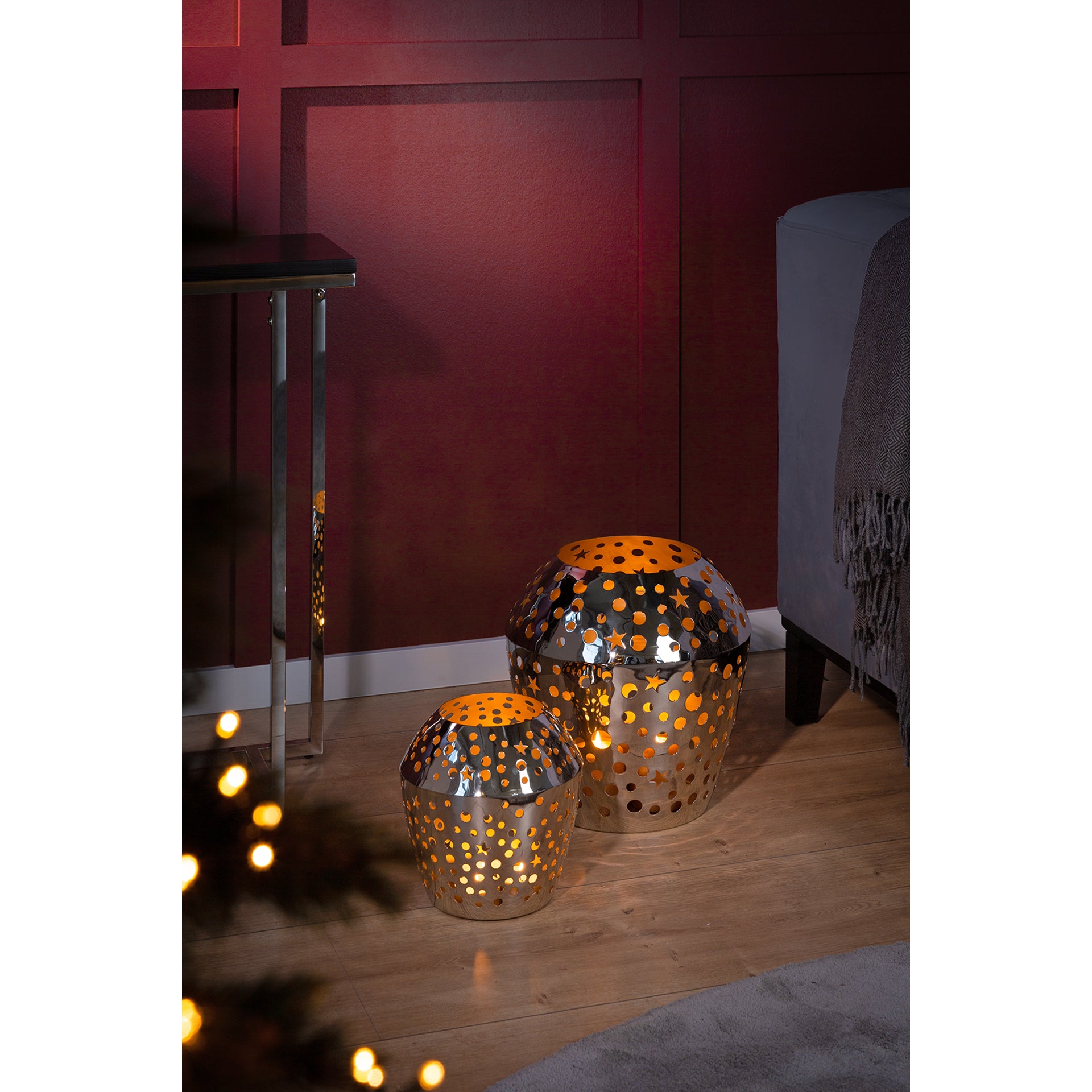 SHEILA Windlicht ohne Glas silberfarben