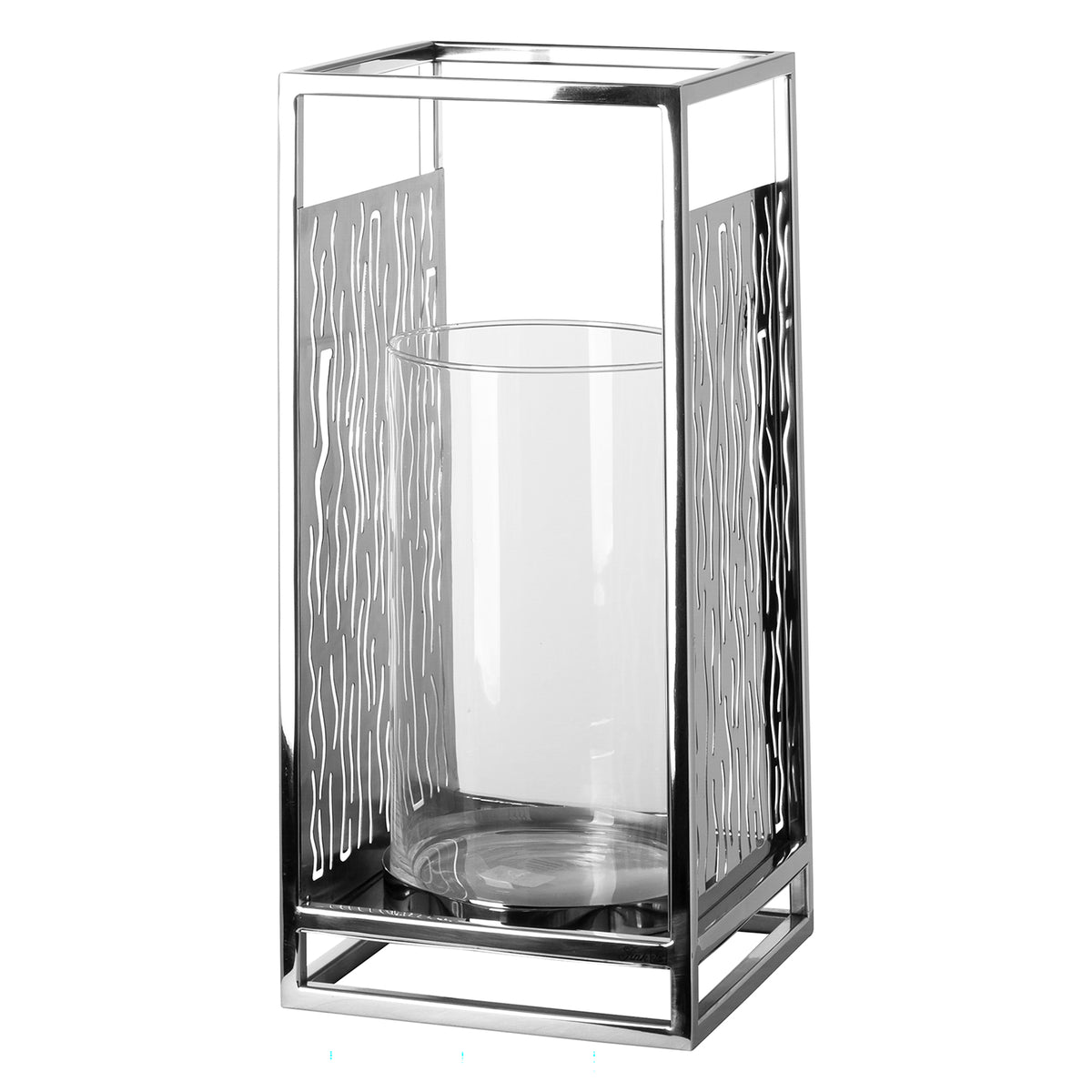 NICOSA Windlicht mit Glas silberfarben