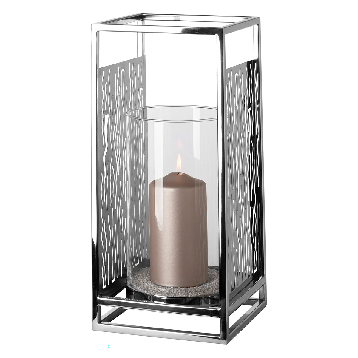 NICOSA Windlicht mit Glas silberfarben
