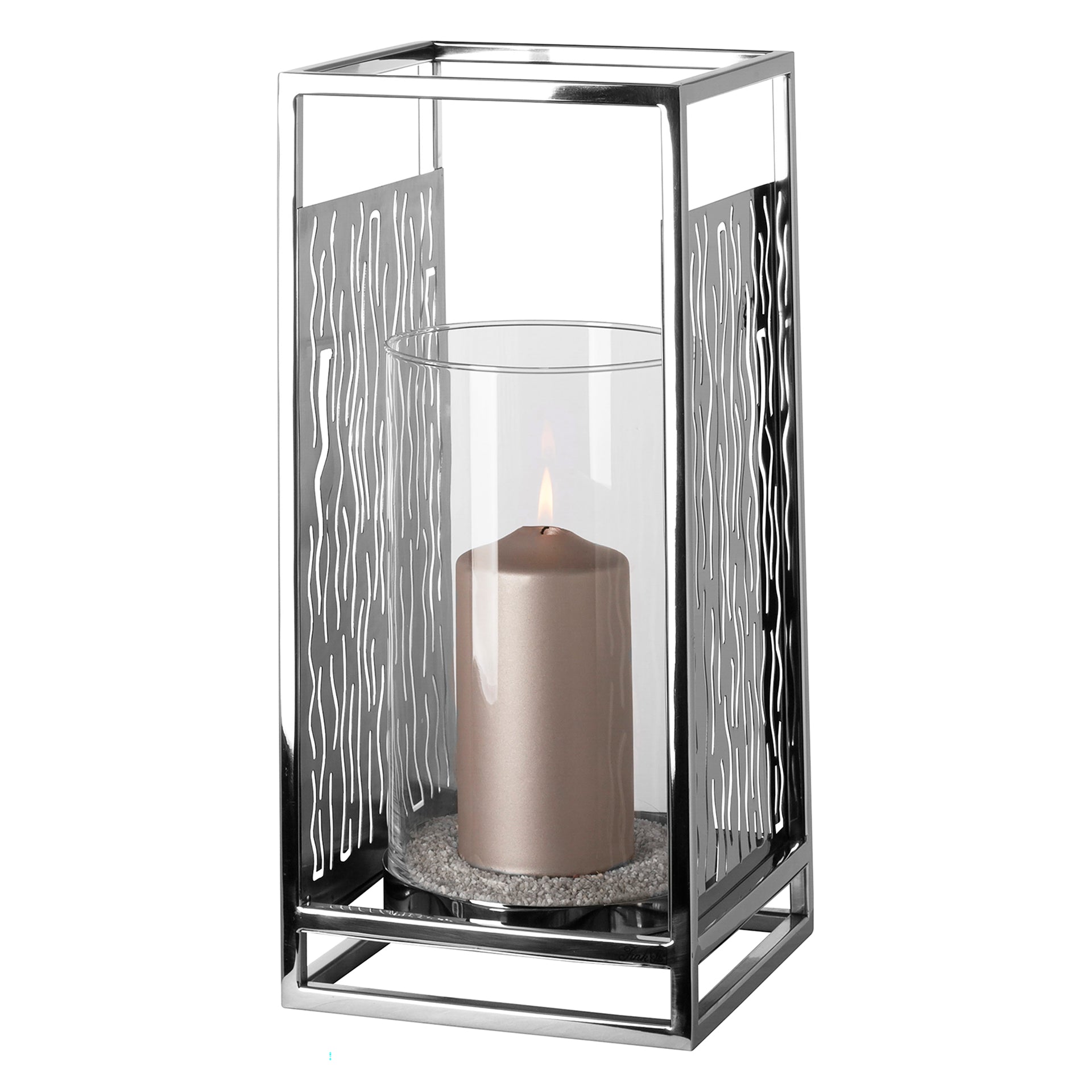 NICOSA Windlicht mit Glas silberfarben