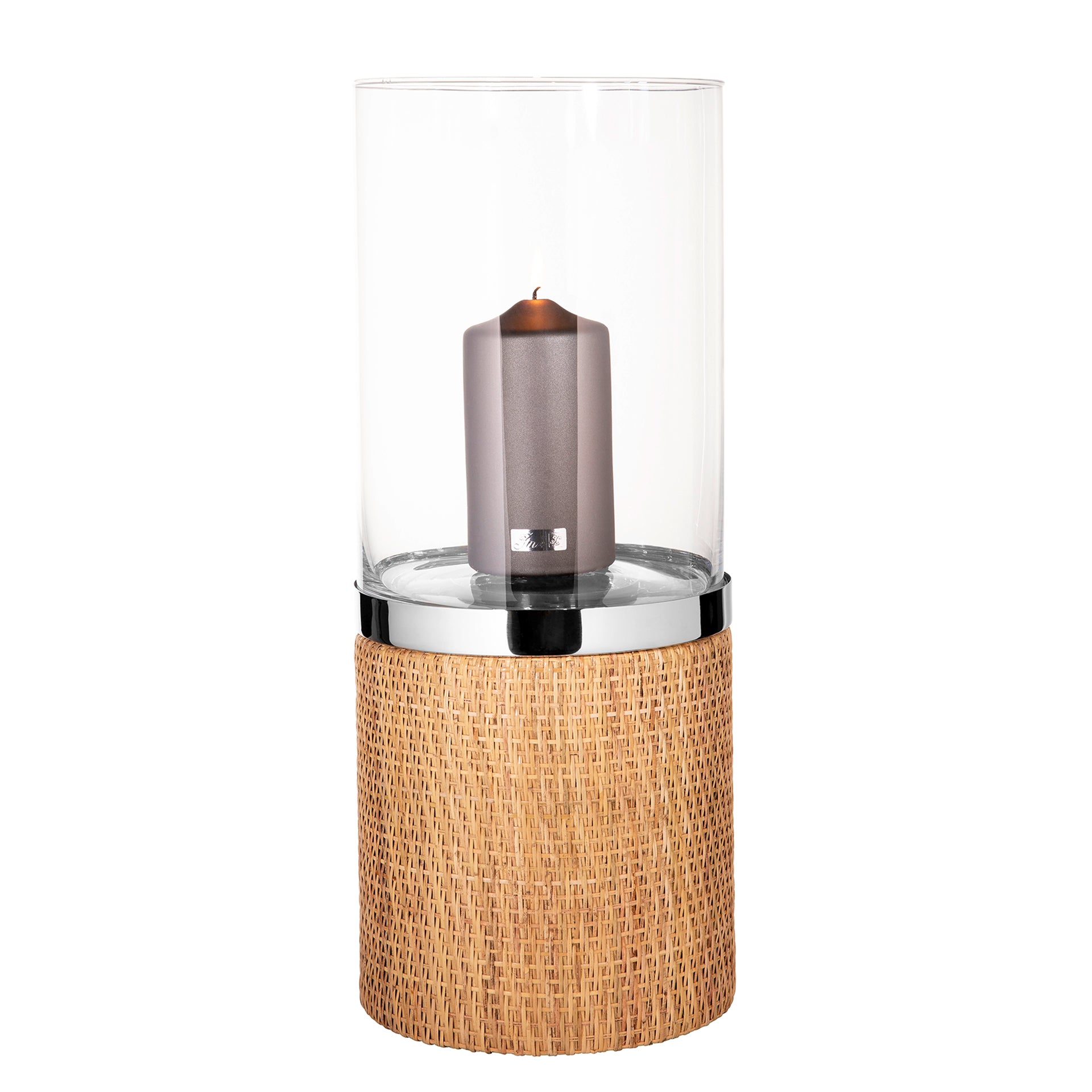 CATANIA Windlicht mit Glas silberfarben