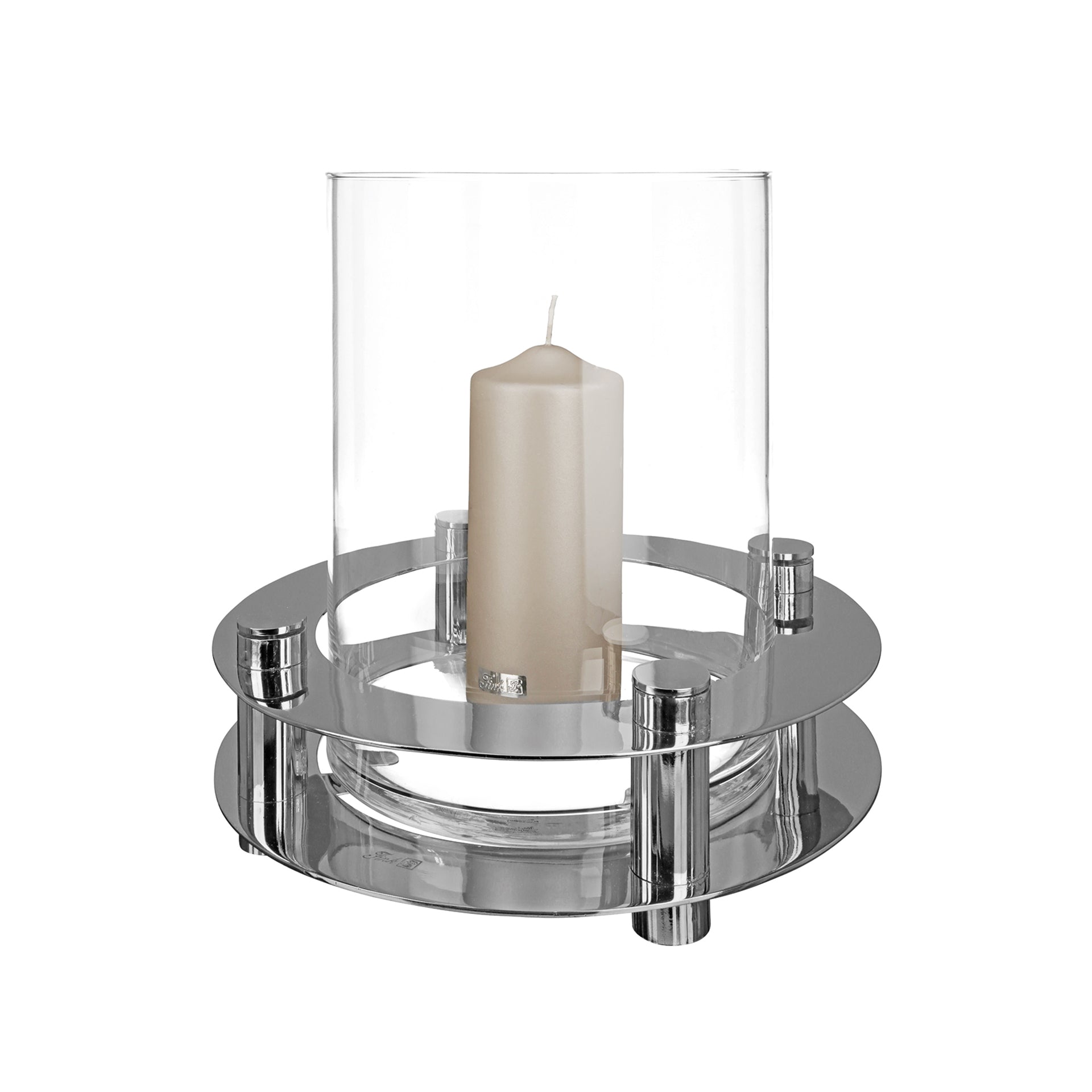 RICARDO Windlicht mit Glas silberfarben