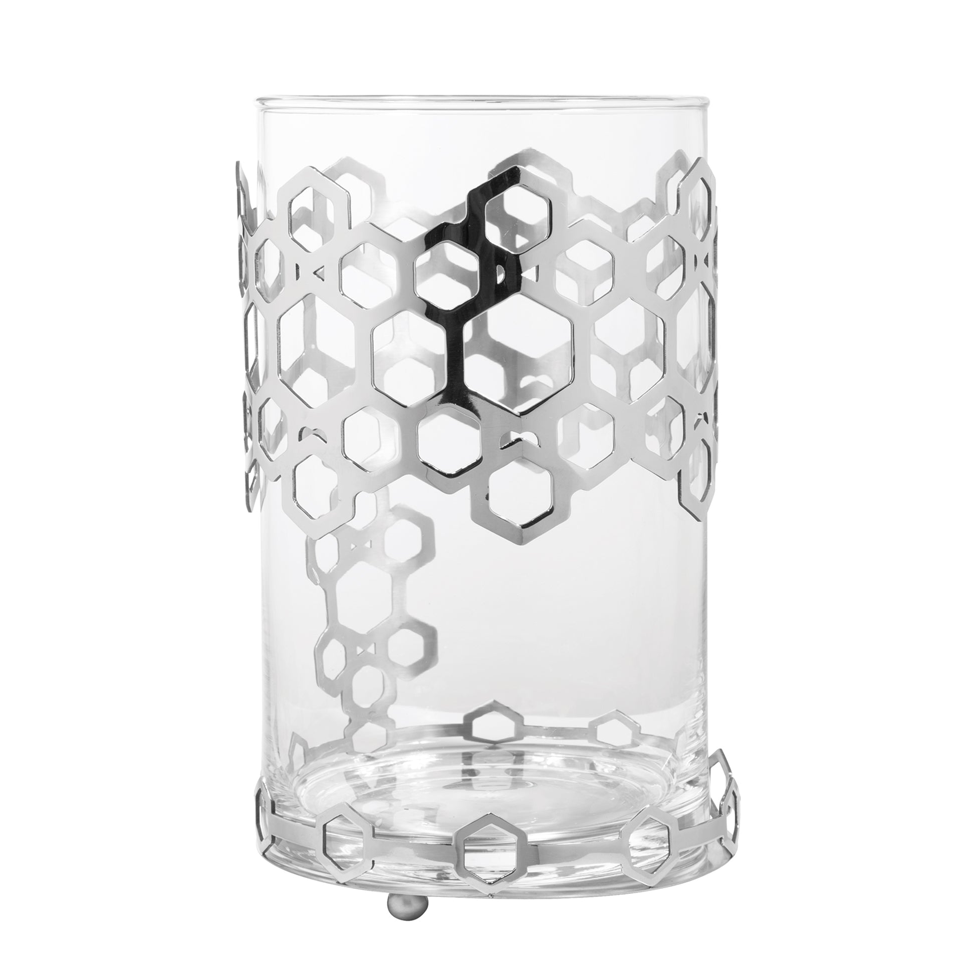 DELIGHT Windlicht mit Glas silberfarben