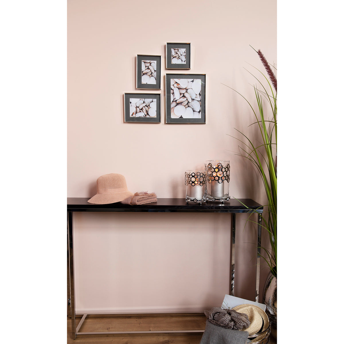 DELIGHT Windlicht mit Glas silberfarben