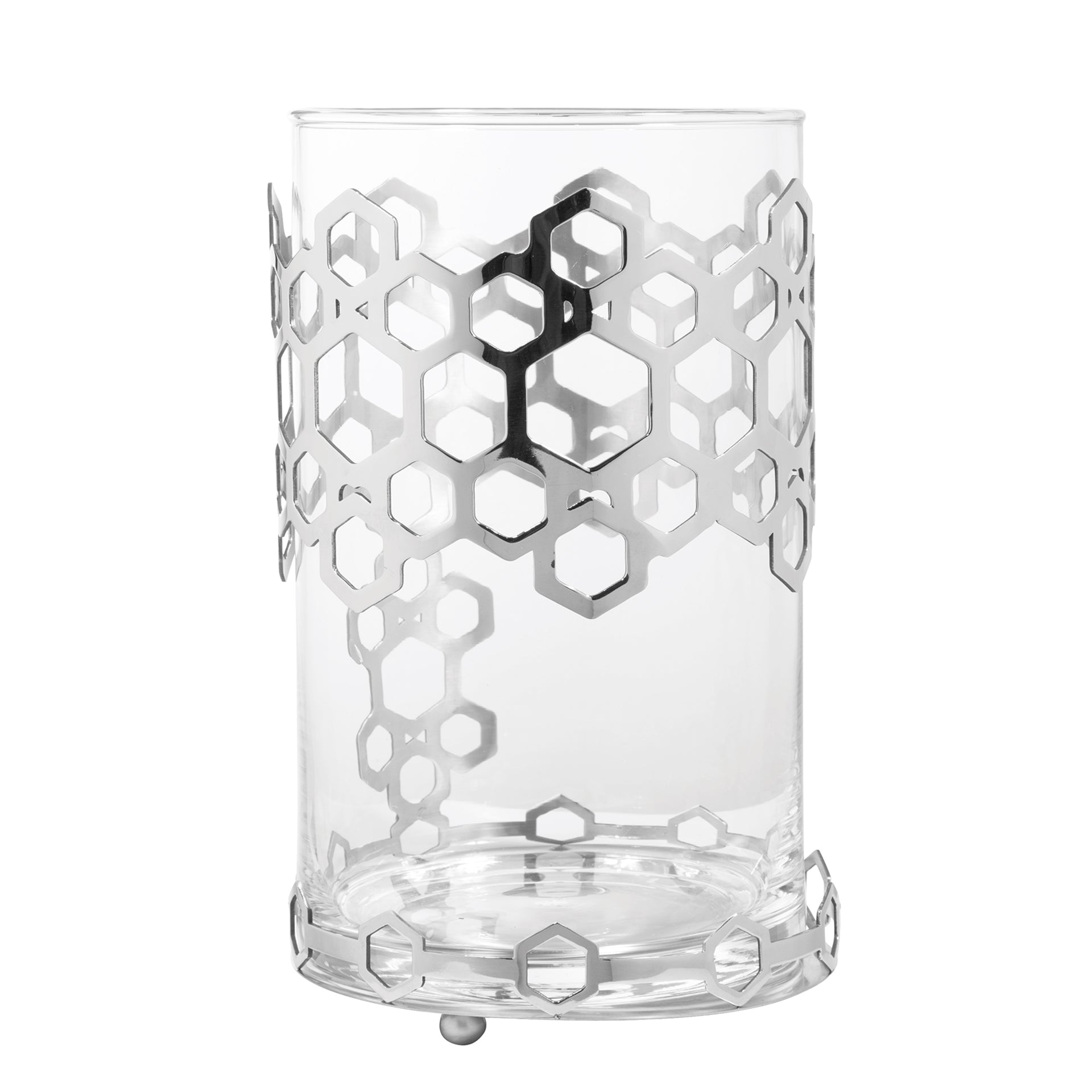 DELIGHT Windlicht mit Glas silberfarben