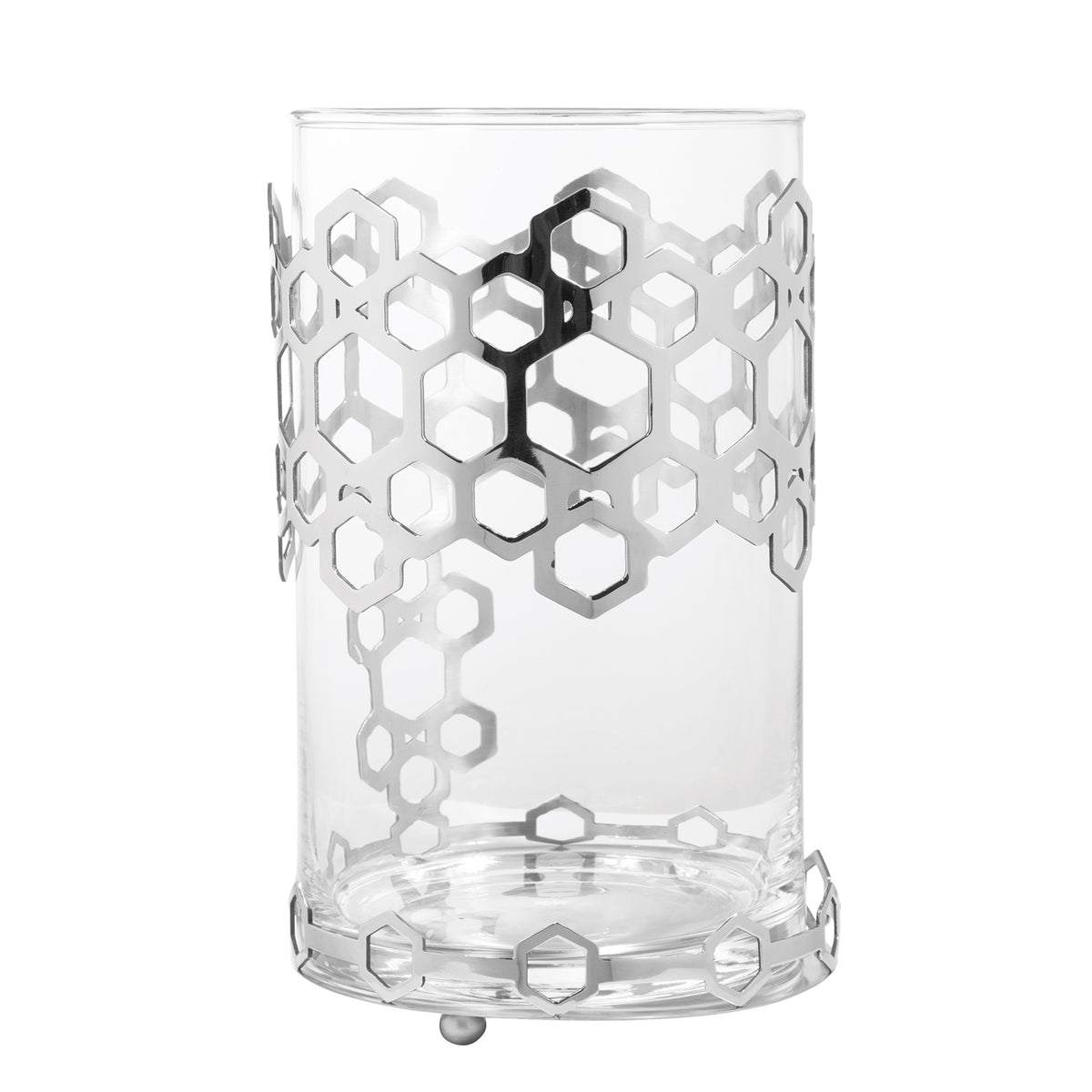 DELIGHT Windlicht mit Glas silberfarben