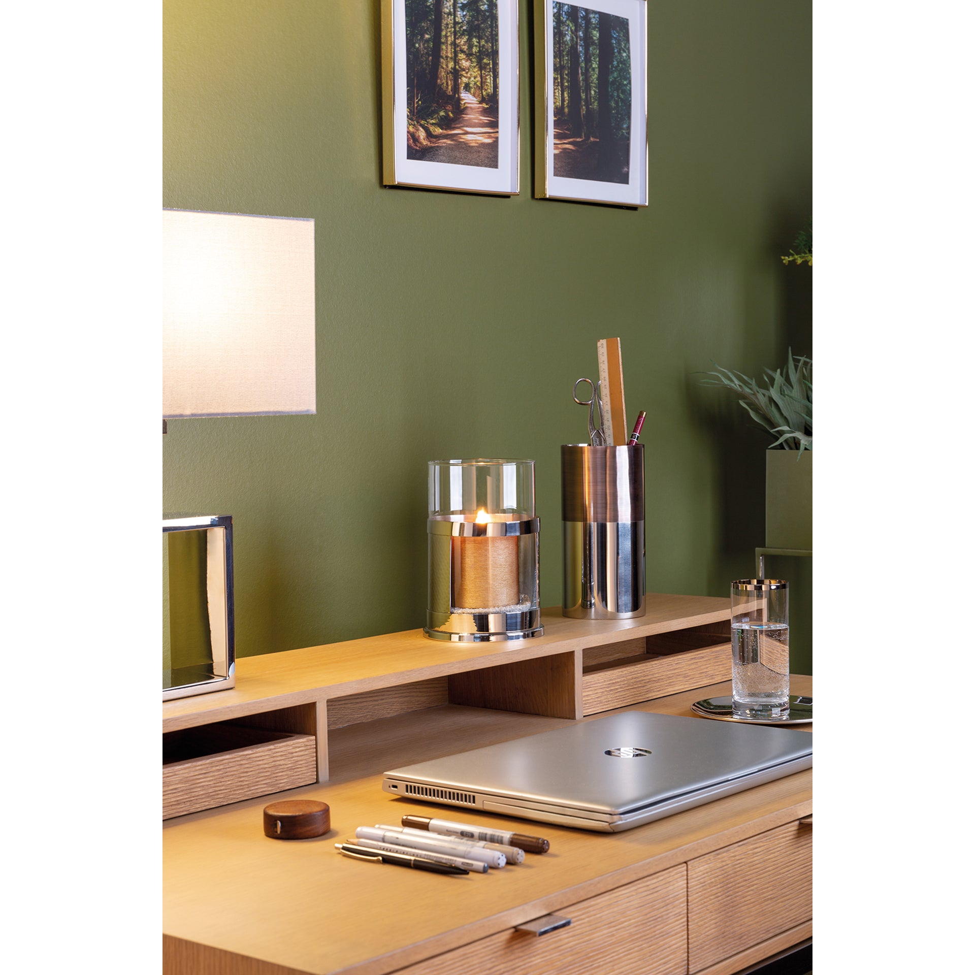 DOMO Windlicht mit Glas silberfarben