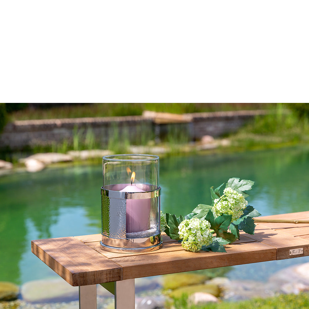 DOMO Windlicht mit Glas silberfarben