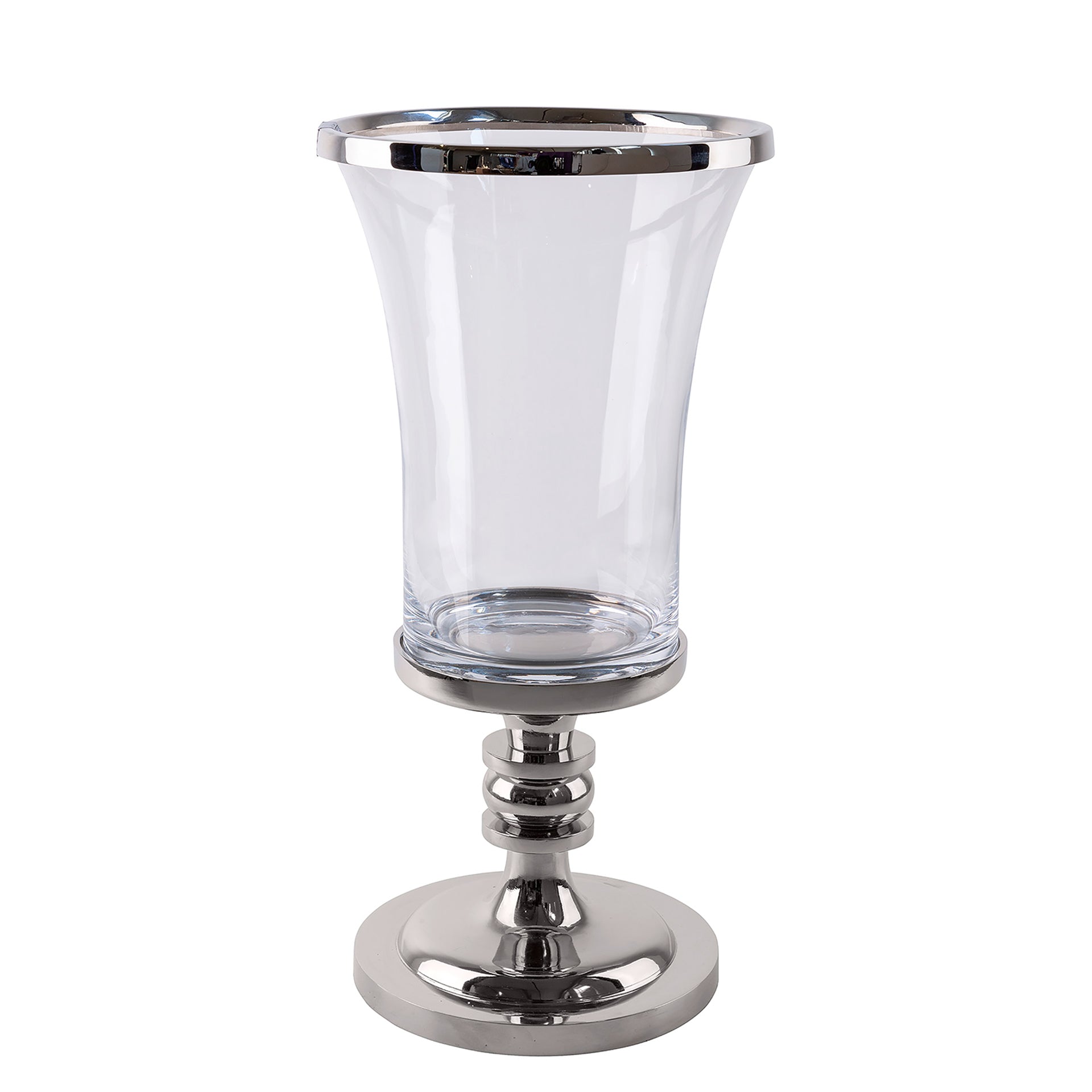 LYNETTE Windlicht mit Glas silberfarben