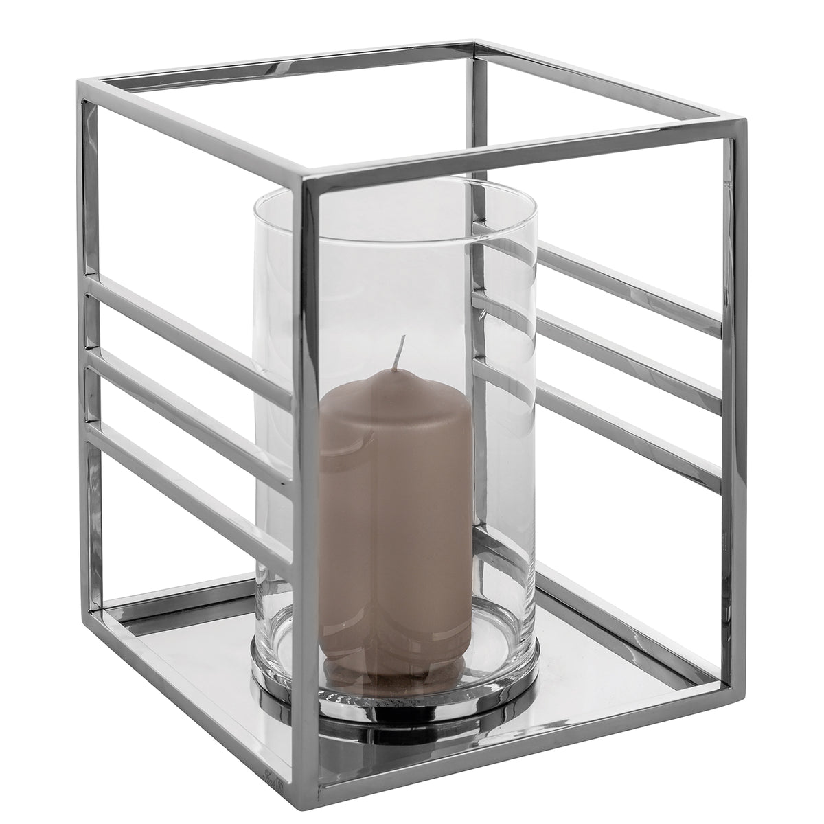 MALIBU Windlicht mit Glas silberfarben