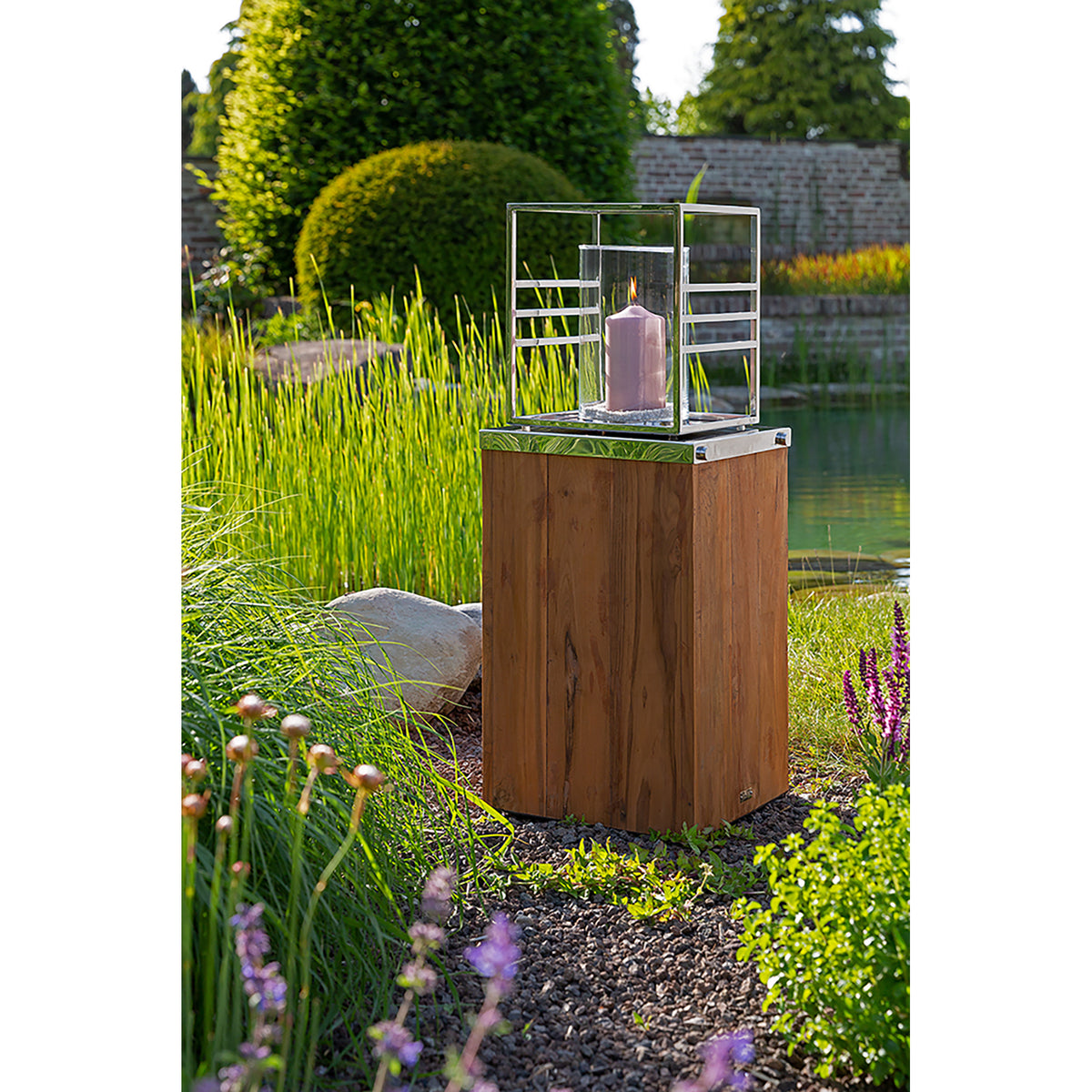 MALIBU Windlicht mit Glas silberfarben