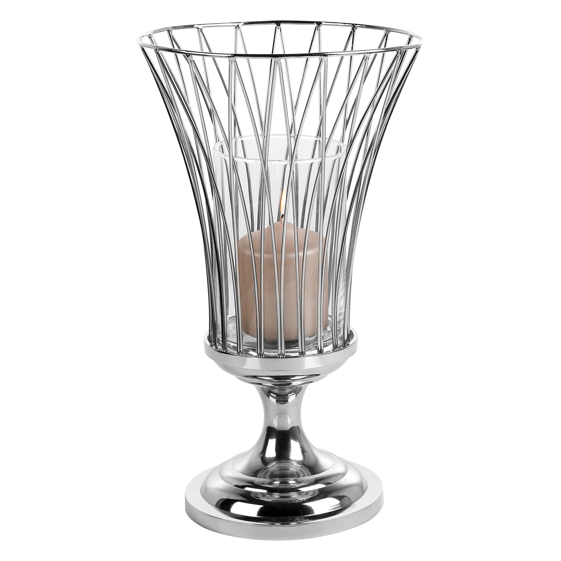 ALLEGRA Windlicht mit Glas silberfarben