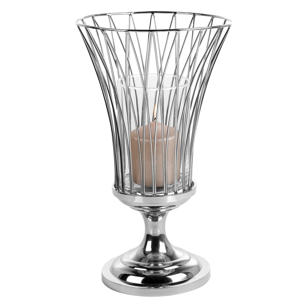 ALLEGRA Windlicht mit Glas silberfarben