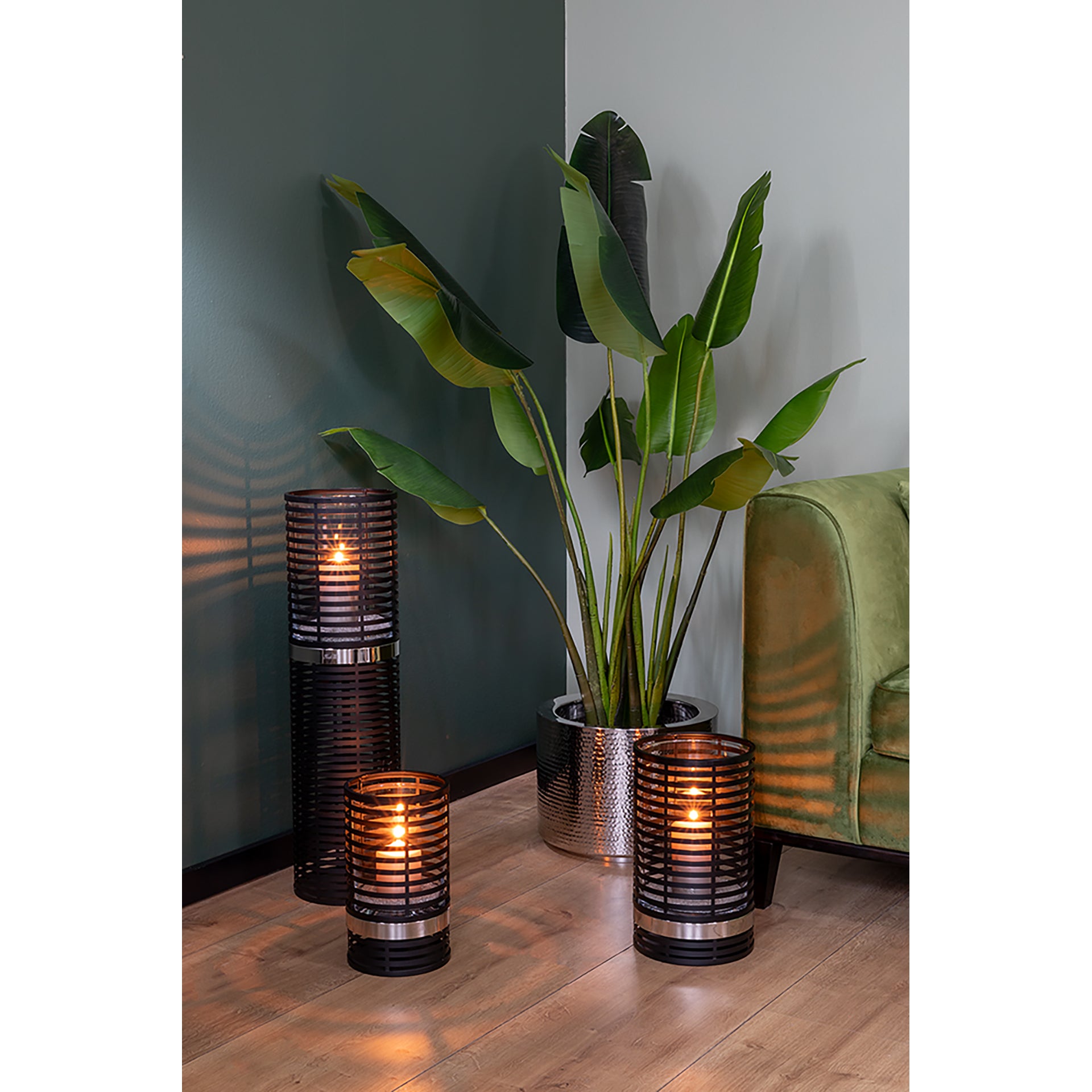 MATERA Windlicht mit Glas silberfarben