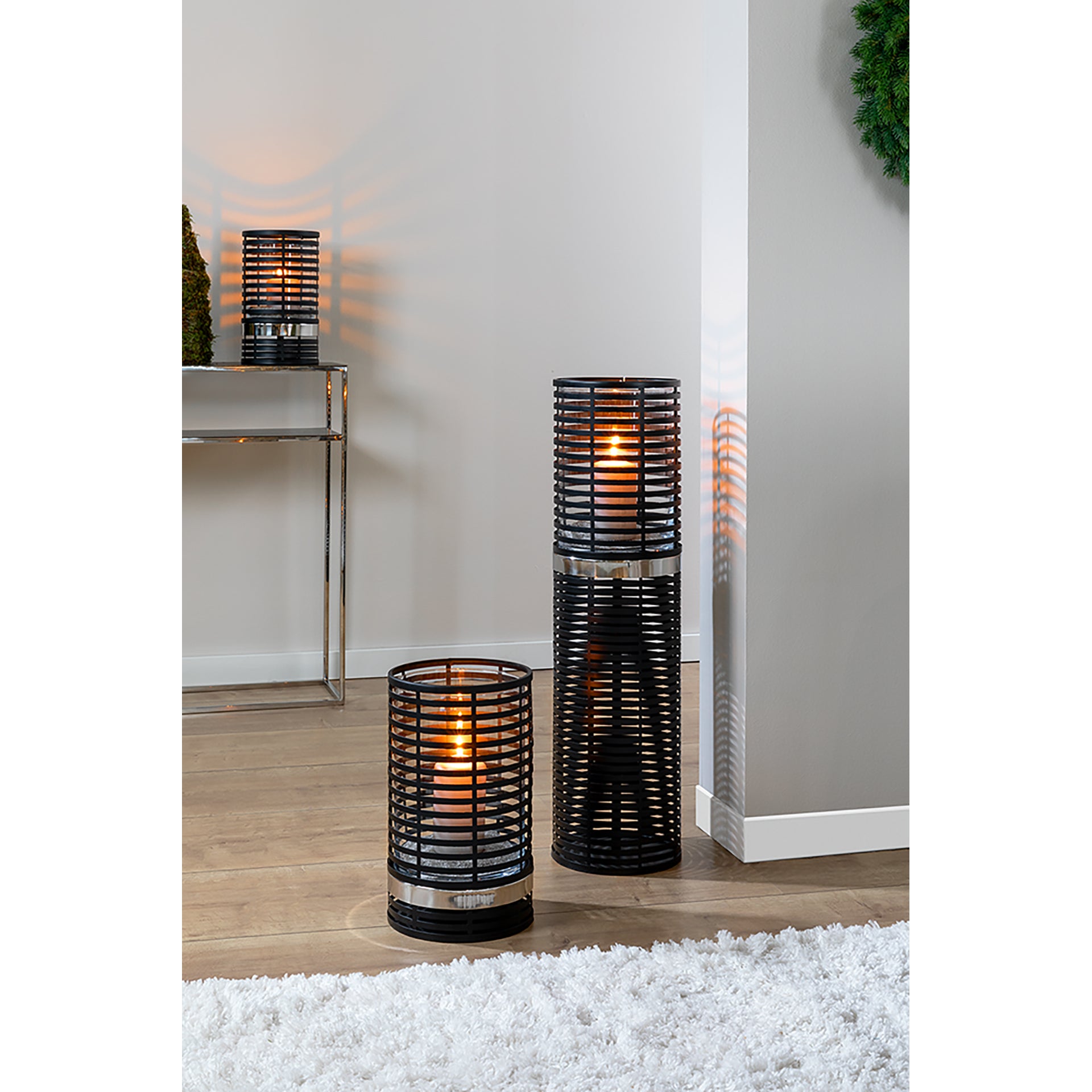 MATERA Windlicht mit Glas silberfarben